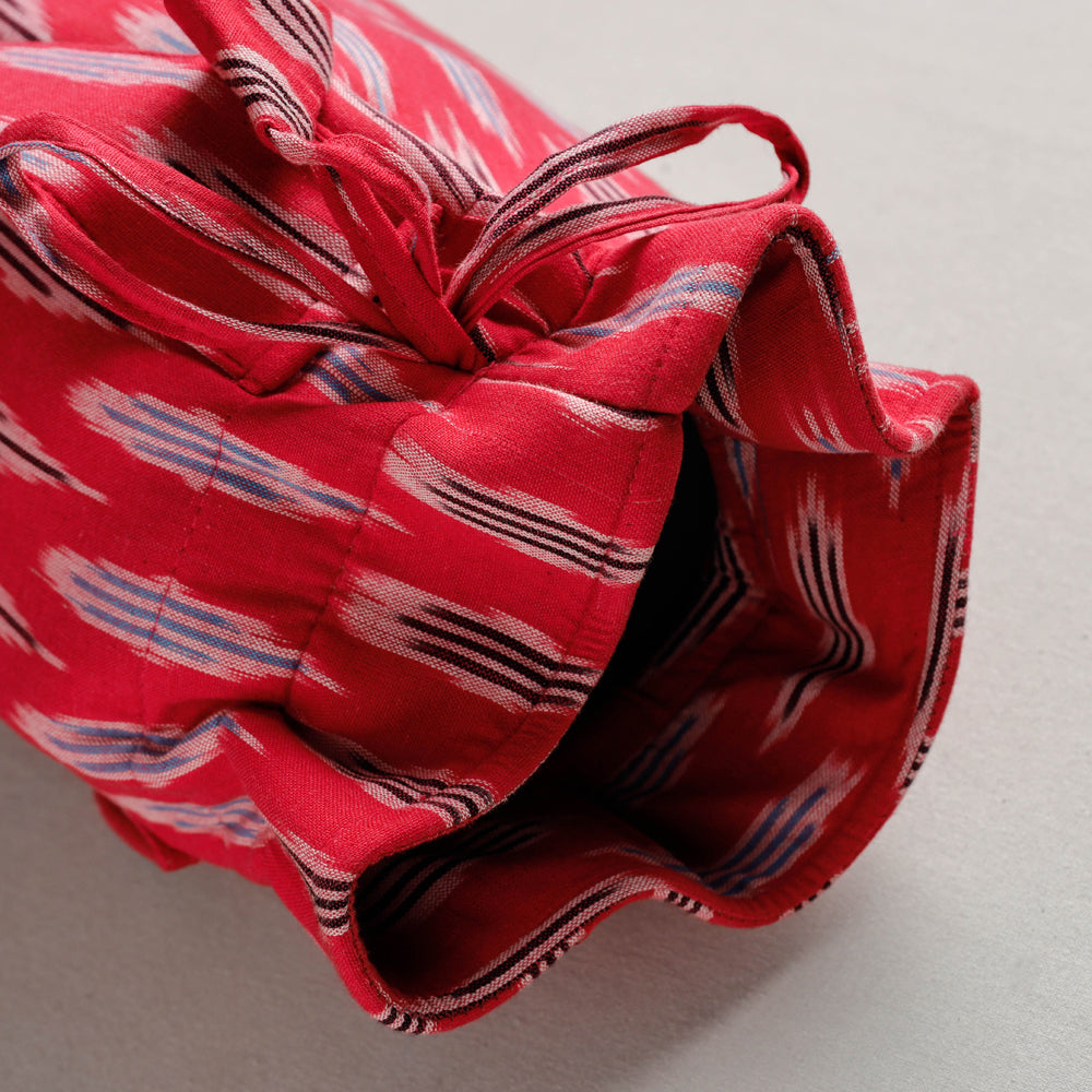 Red Pochampally Ikat Cotton Yoga Mat Bag