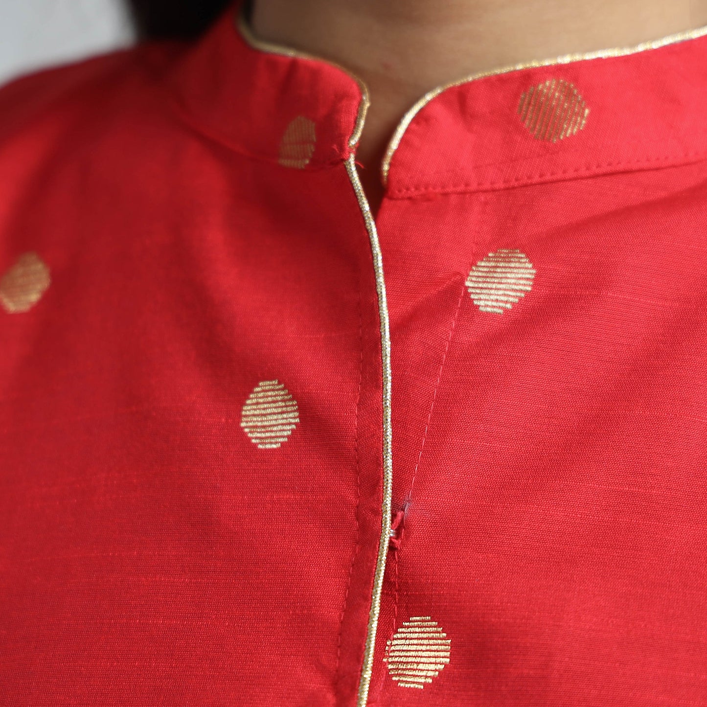 Buy Polka Dot Zari Buti Viscose Silk Stitched Blouse