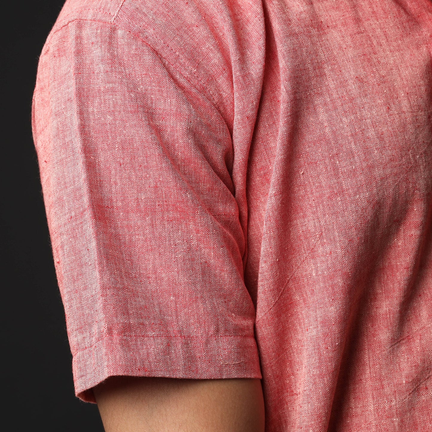 Red prewashed fine cotton handloom half sleeves shirt