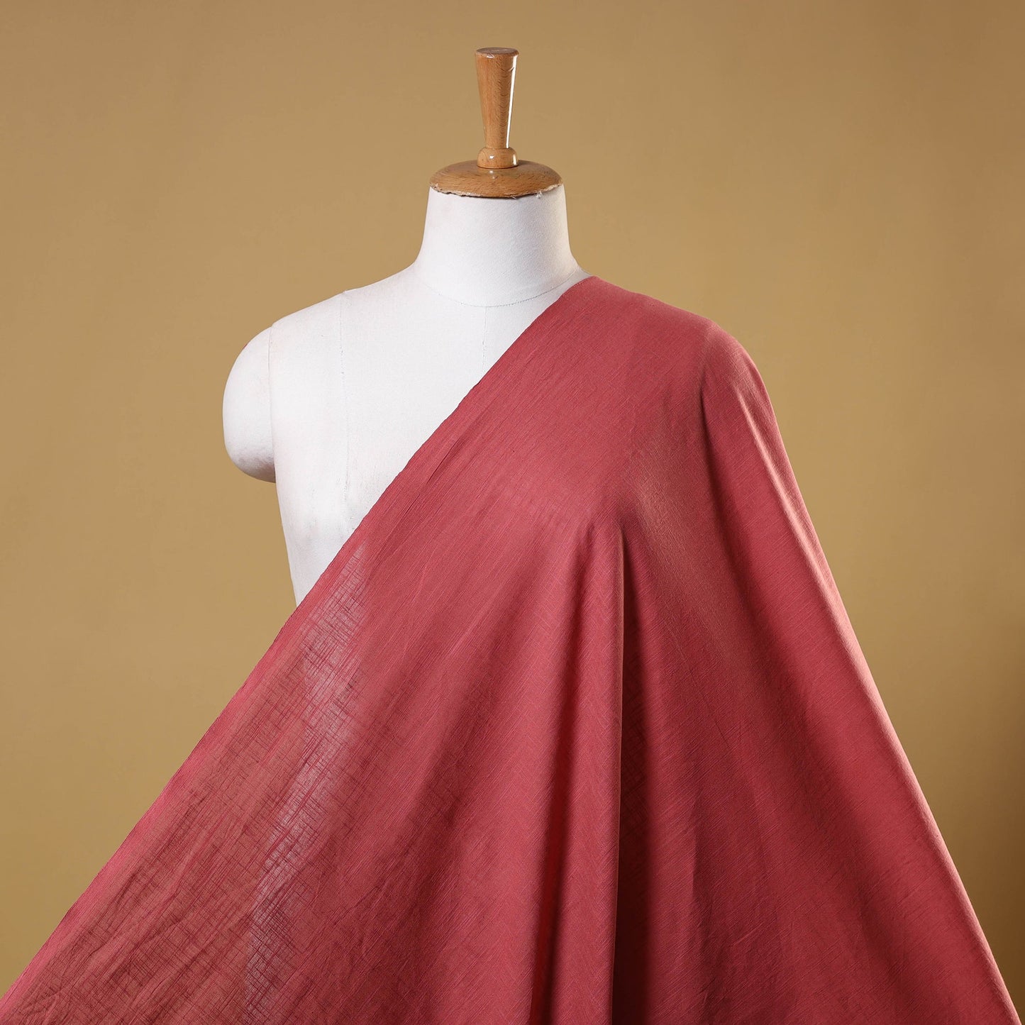 Red Prewashed Slub Cotton Plain Fabric