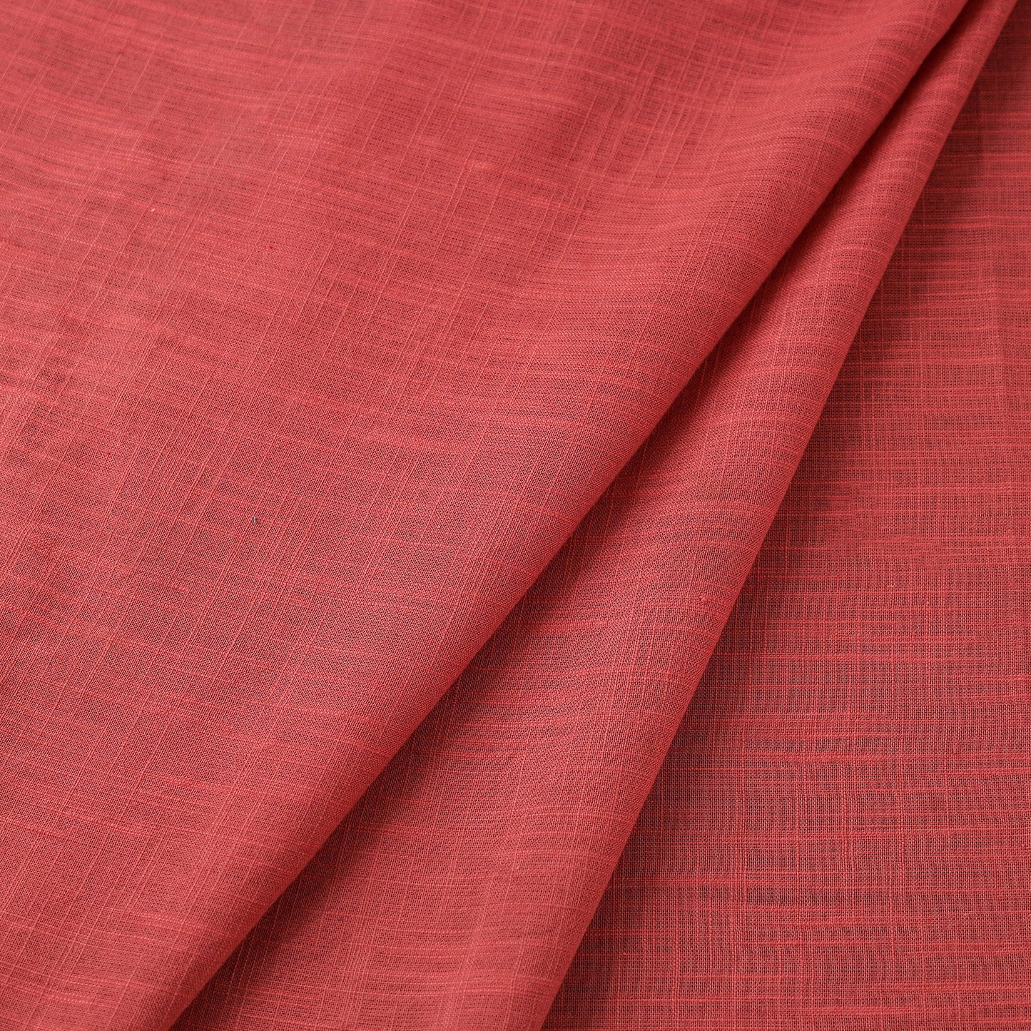 Red Prewashed Slub Cotton Plain Fabric