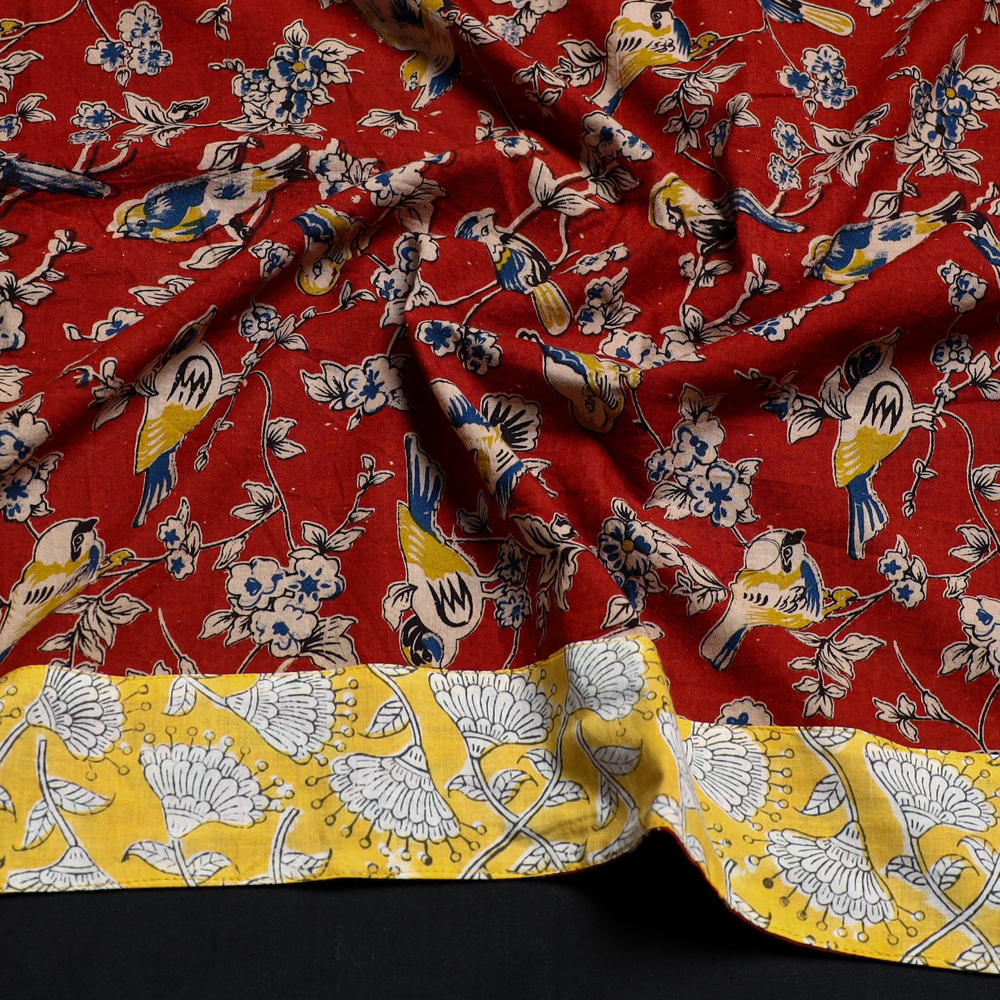 Buy Red Printed Cotton Kalamkari Blouse Piece