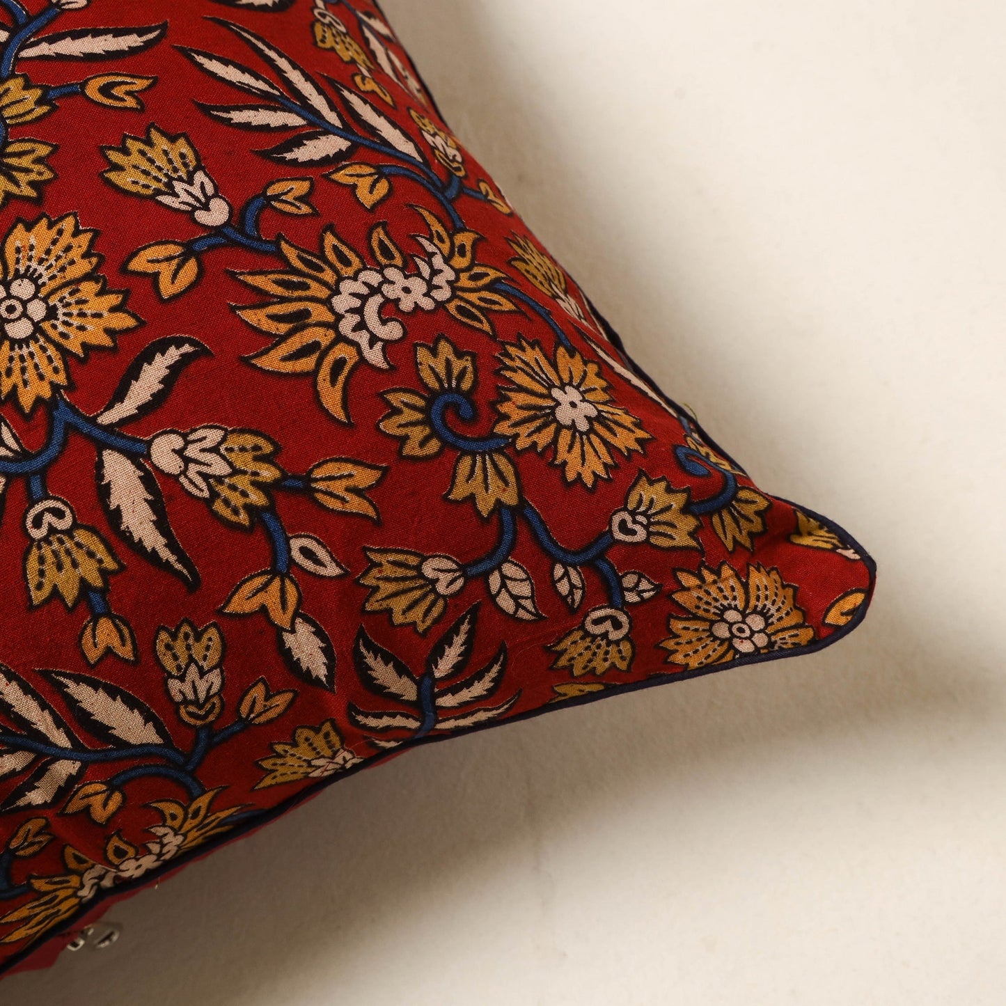 Red - kalamkari printed cotton cushion cover 132