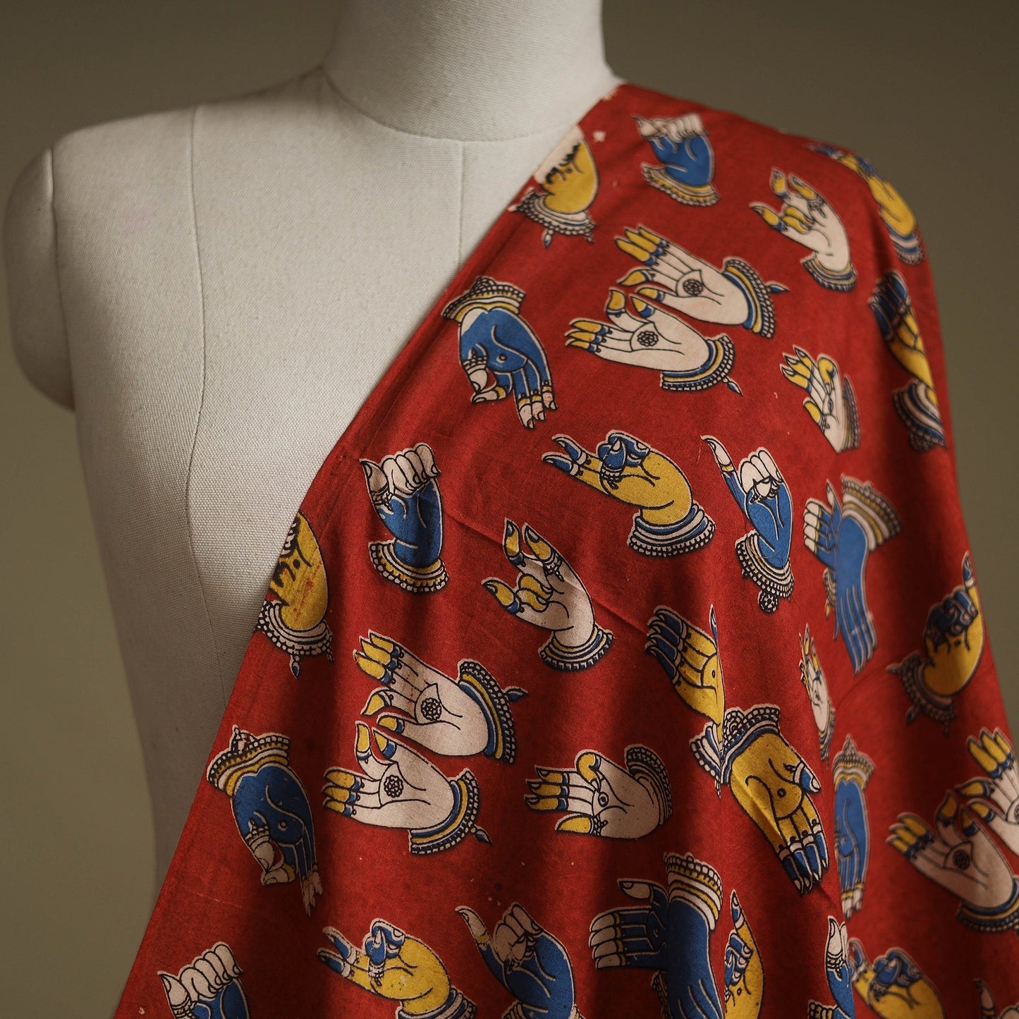 Printed cotton kalamkari fabric 05 - handcrafted