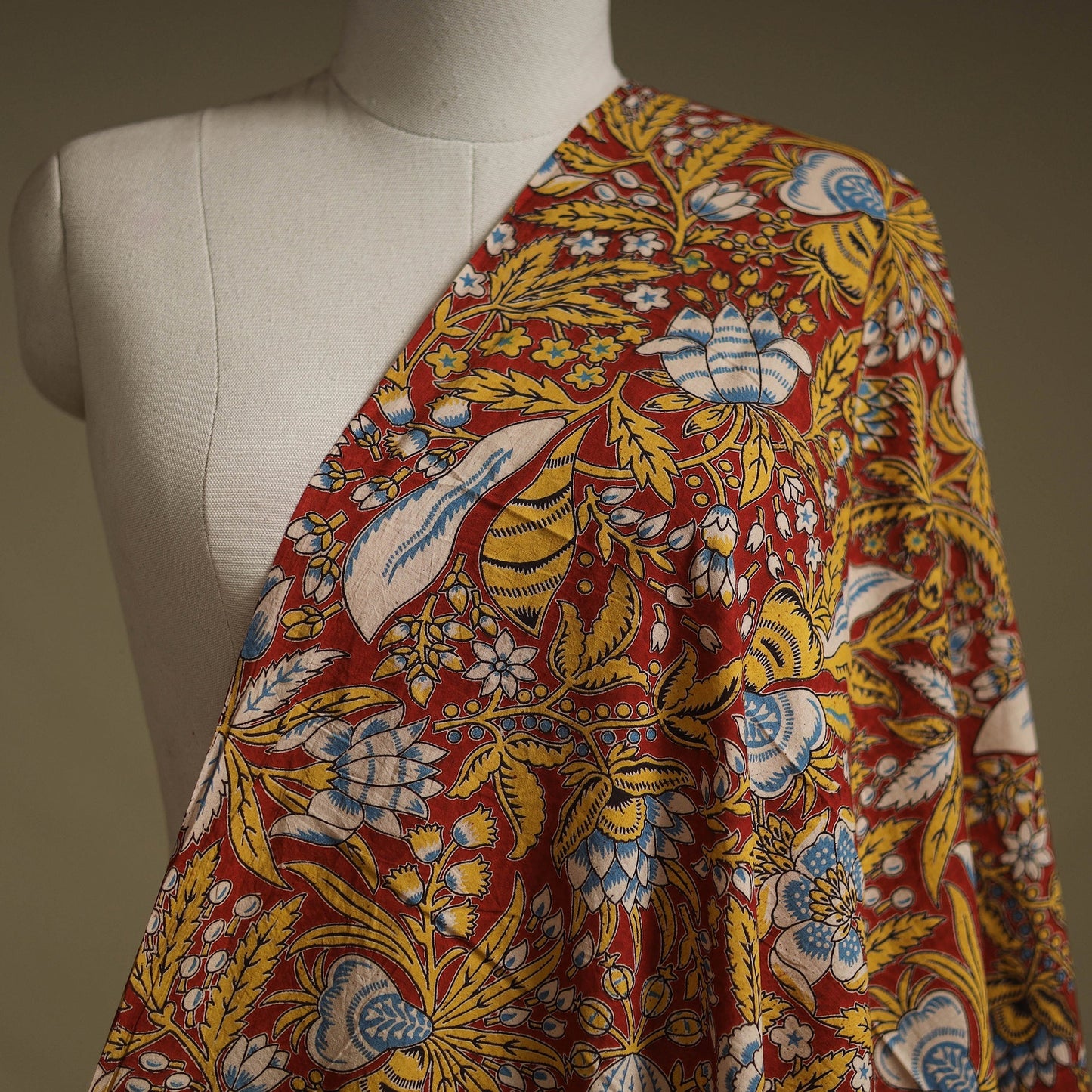 Printed cotton kalamkari fabric 07 - handcrafted