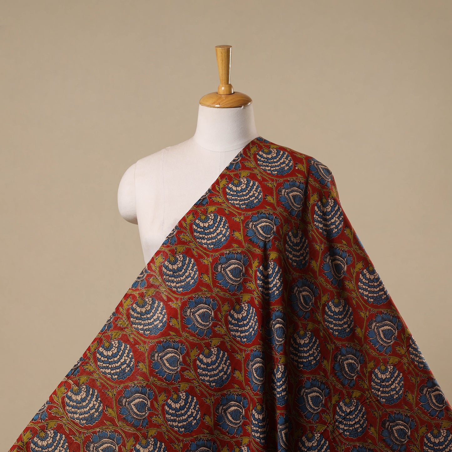 Printed cotton kalamkari fabric 19 - handcrafted