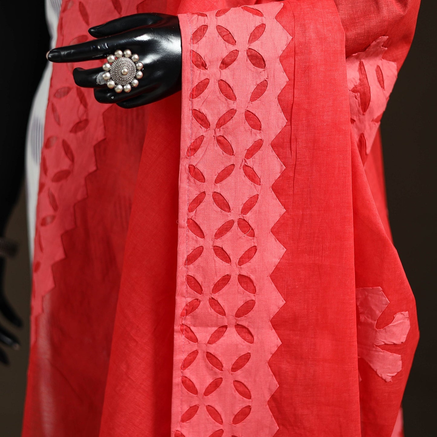 Pure cotton barmer cutwork applique dupatta 02 - handcrafted