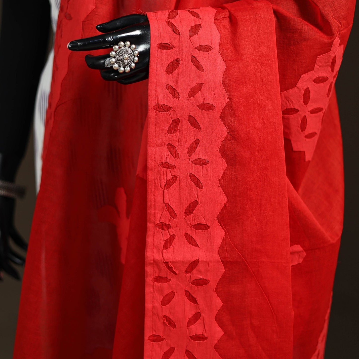 Pure cotton barmer cutwork applique dupatta 04 - handcrafted