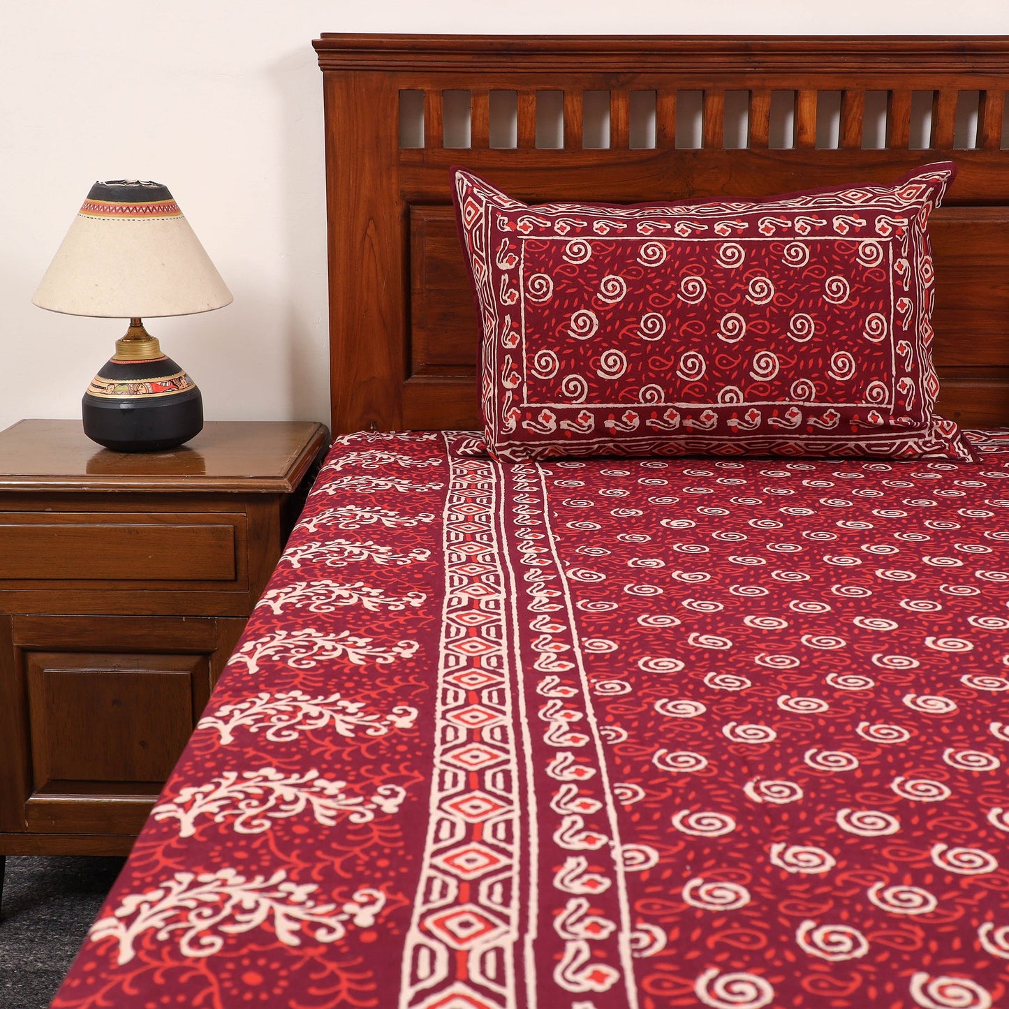 Pure Cotton Double Bagru Print Bed Cover Set 02