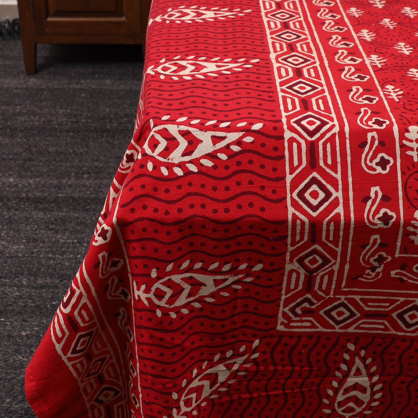 Red - pure cotton double bagru bed cover set 18