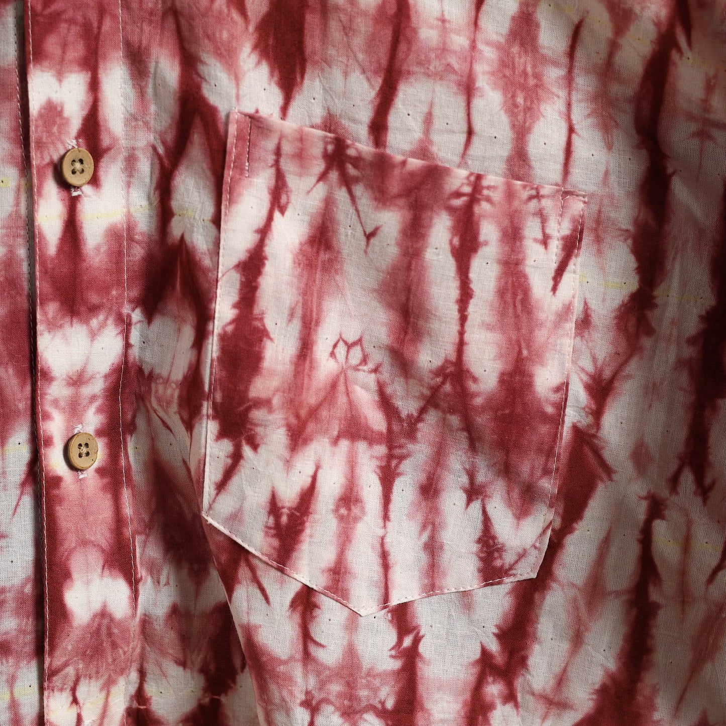 Red - pure cotton full sleeve tie-dye men shibori shirt 06