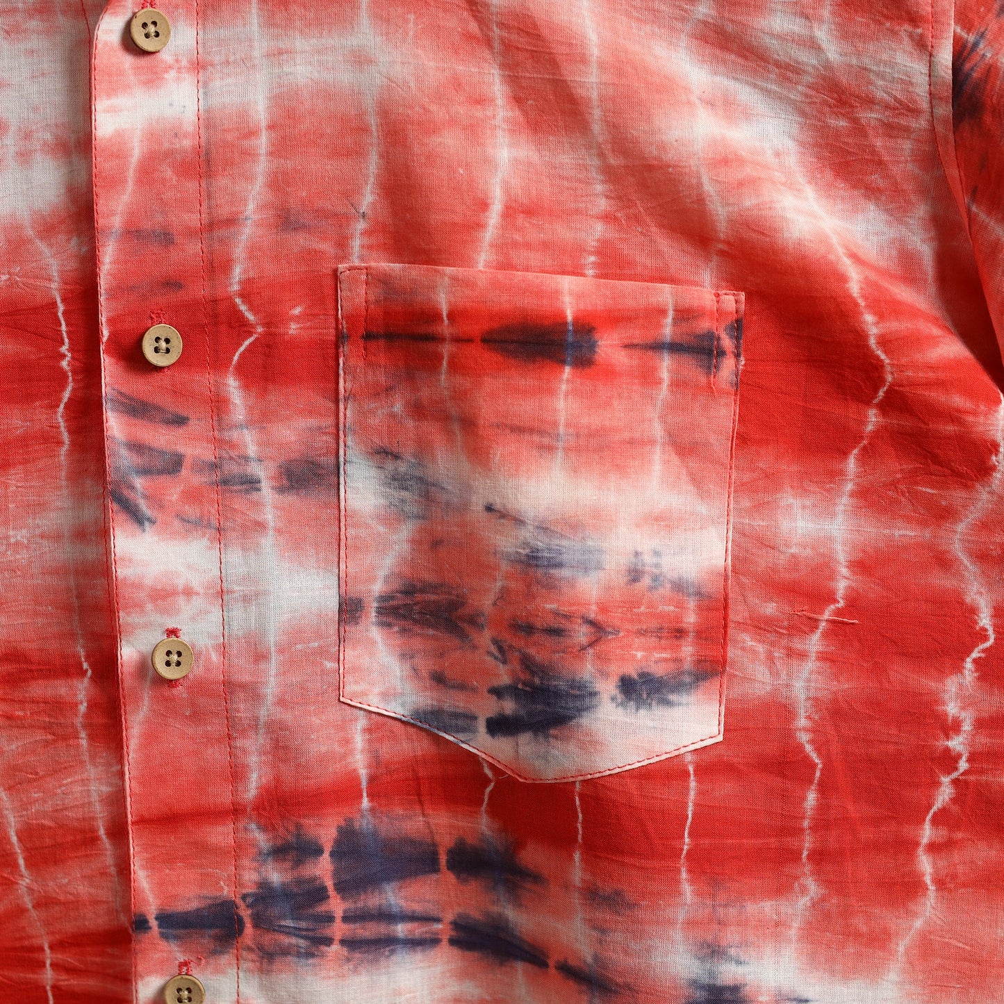 Red - pure cotton half sleeve tie-dye men shibori shirt 38