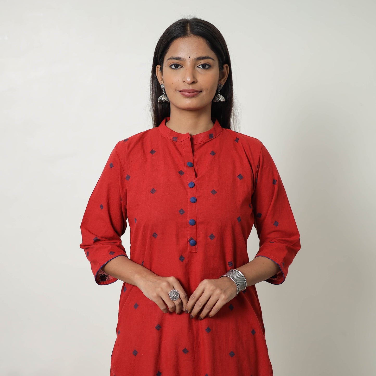 Pure Cotton A-Line Jacquard Kurta for Women