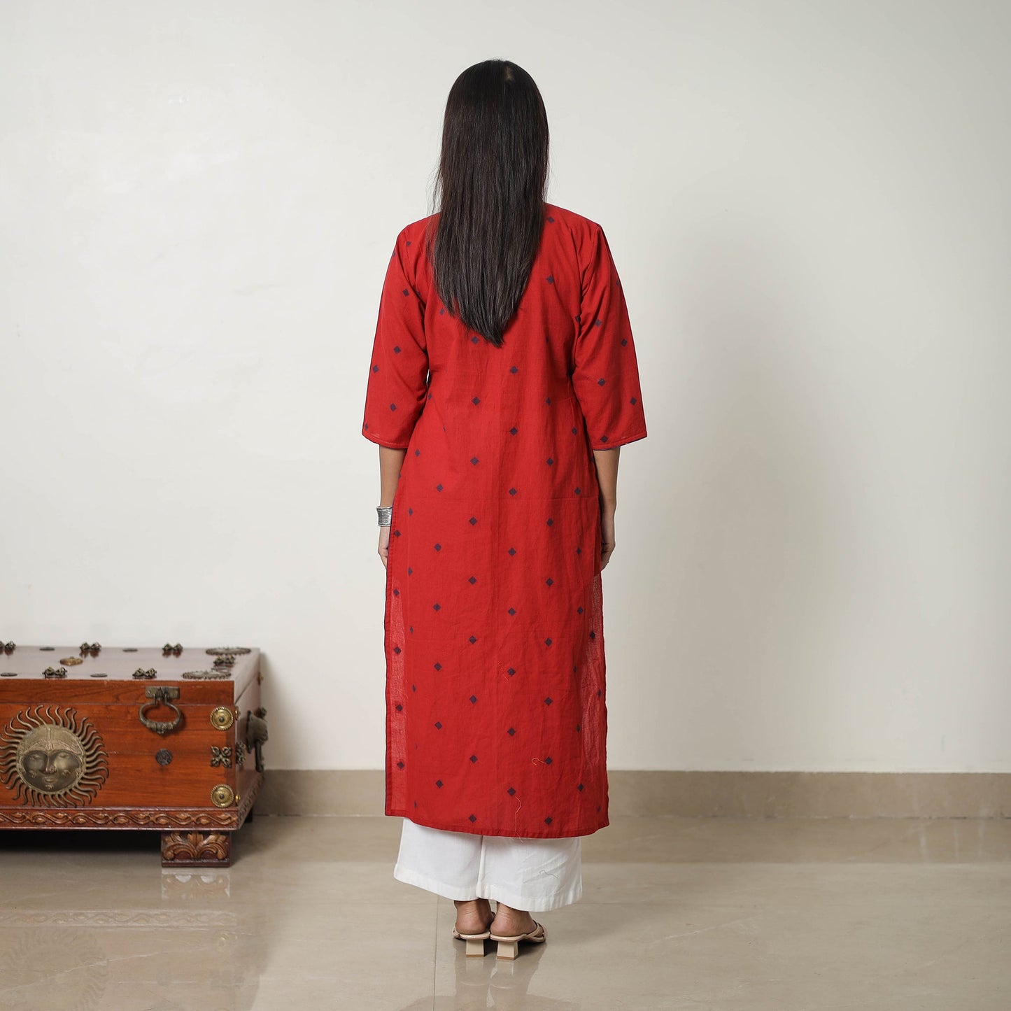 Pure Cotton A-Line Jacquard Kurta for Women