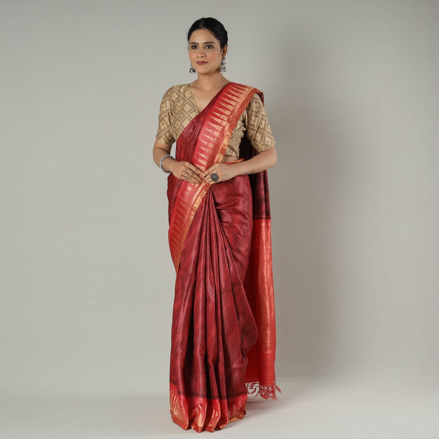 Pure Kosa Tussar Silk Handloom Jala Weave Saree