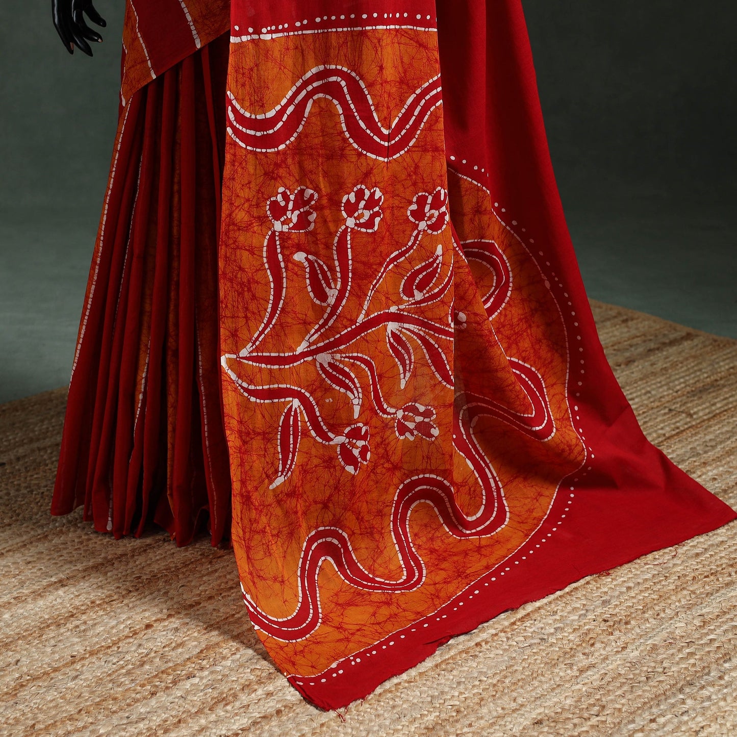 Pure mul cotton hand block batik print saree 09