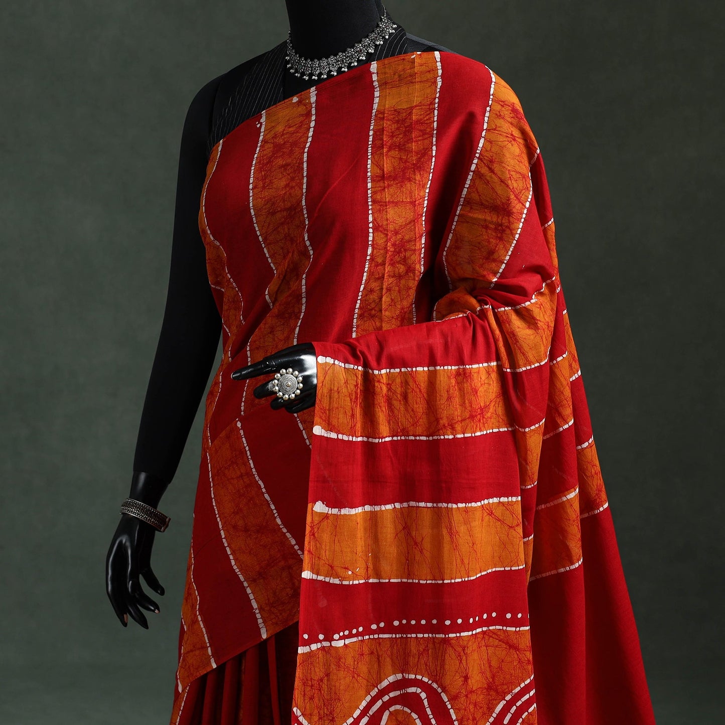 Pure mul cotton hand block batik print saree 09