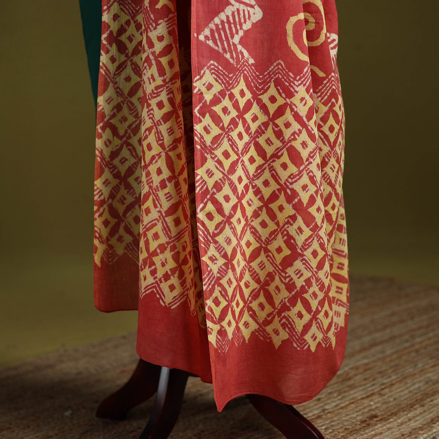 Red - pure mul cotton hand dabu bagru dupatta 01