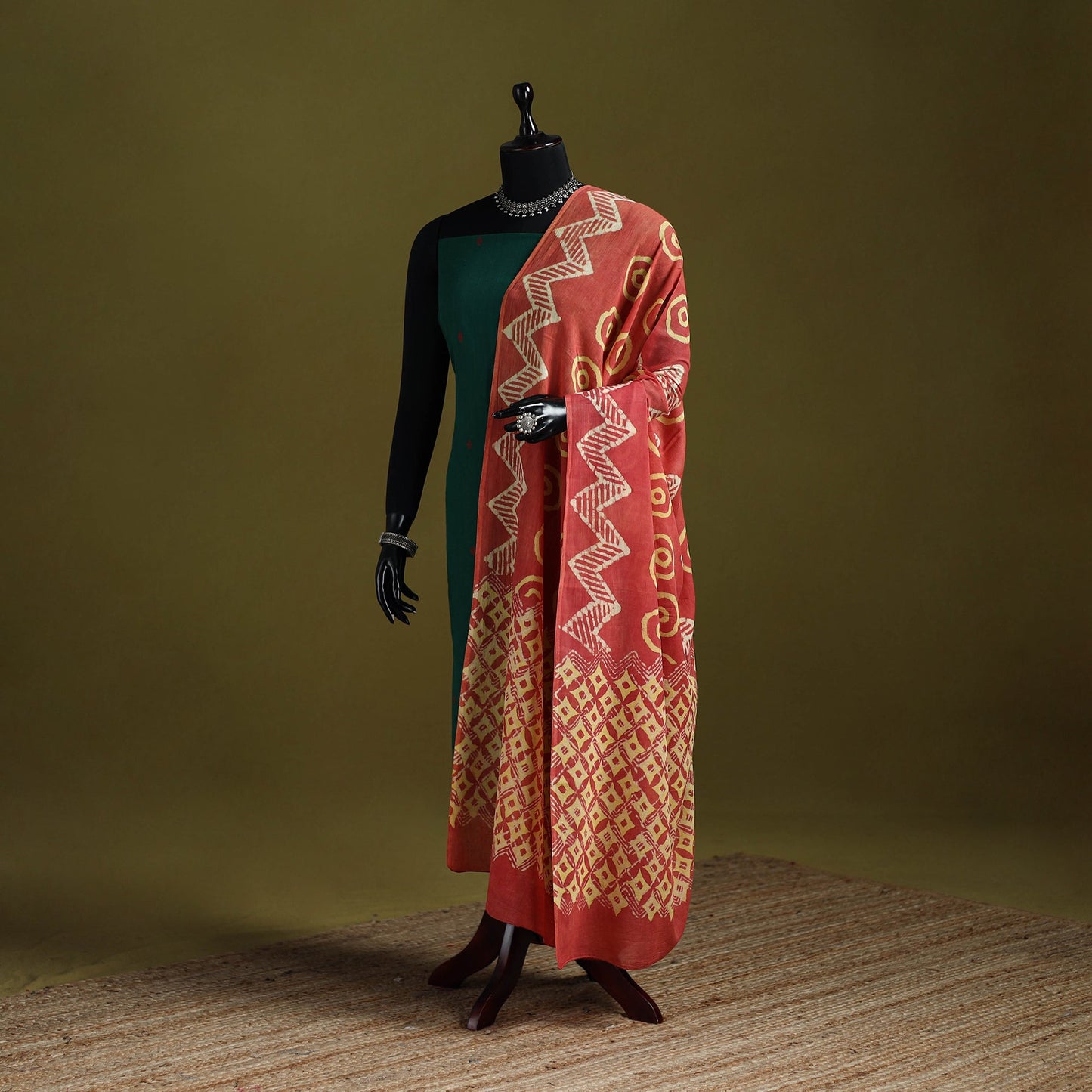 Red - pure mul cotton hand dabu bagru dupatta 01