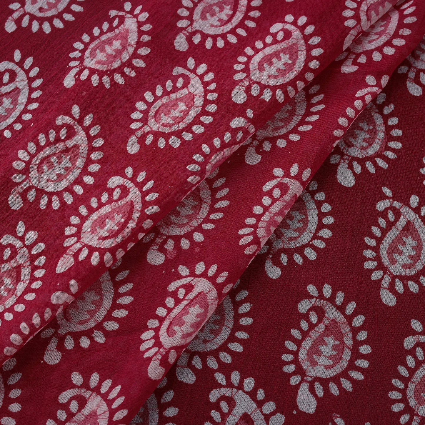 Red - Pure Mul Cotton Kutch Hand Block Batik Print Fabric 08