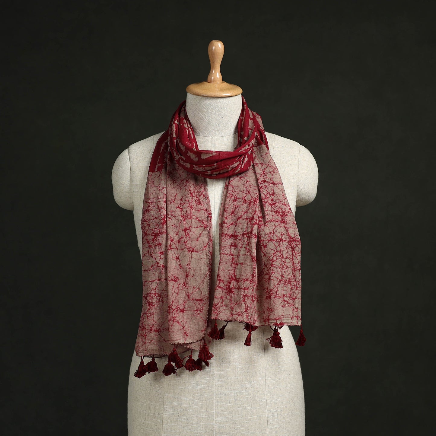 Pure mul cotton kutch hand block batik print stole