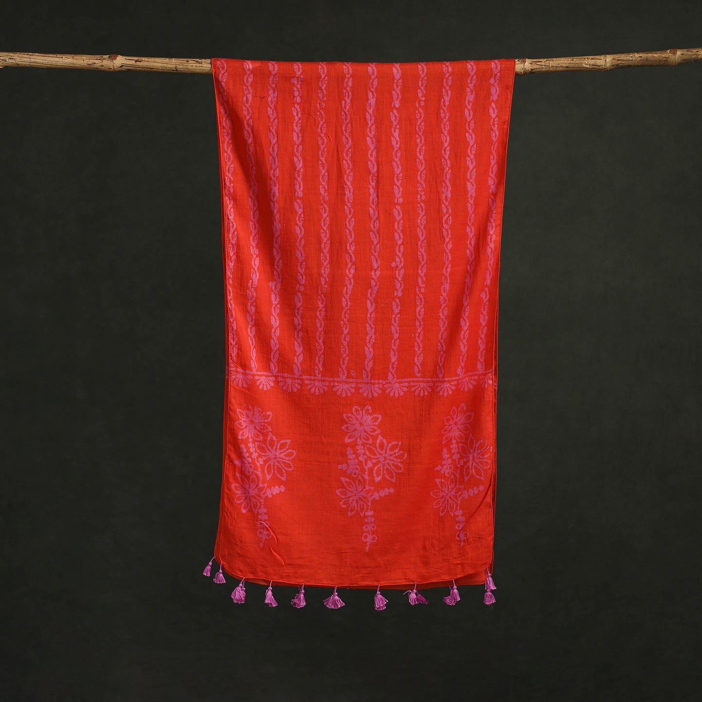 Pure mul cotton kutch hand block batik print stole