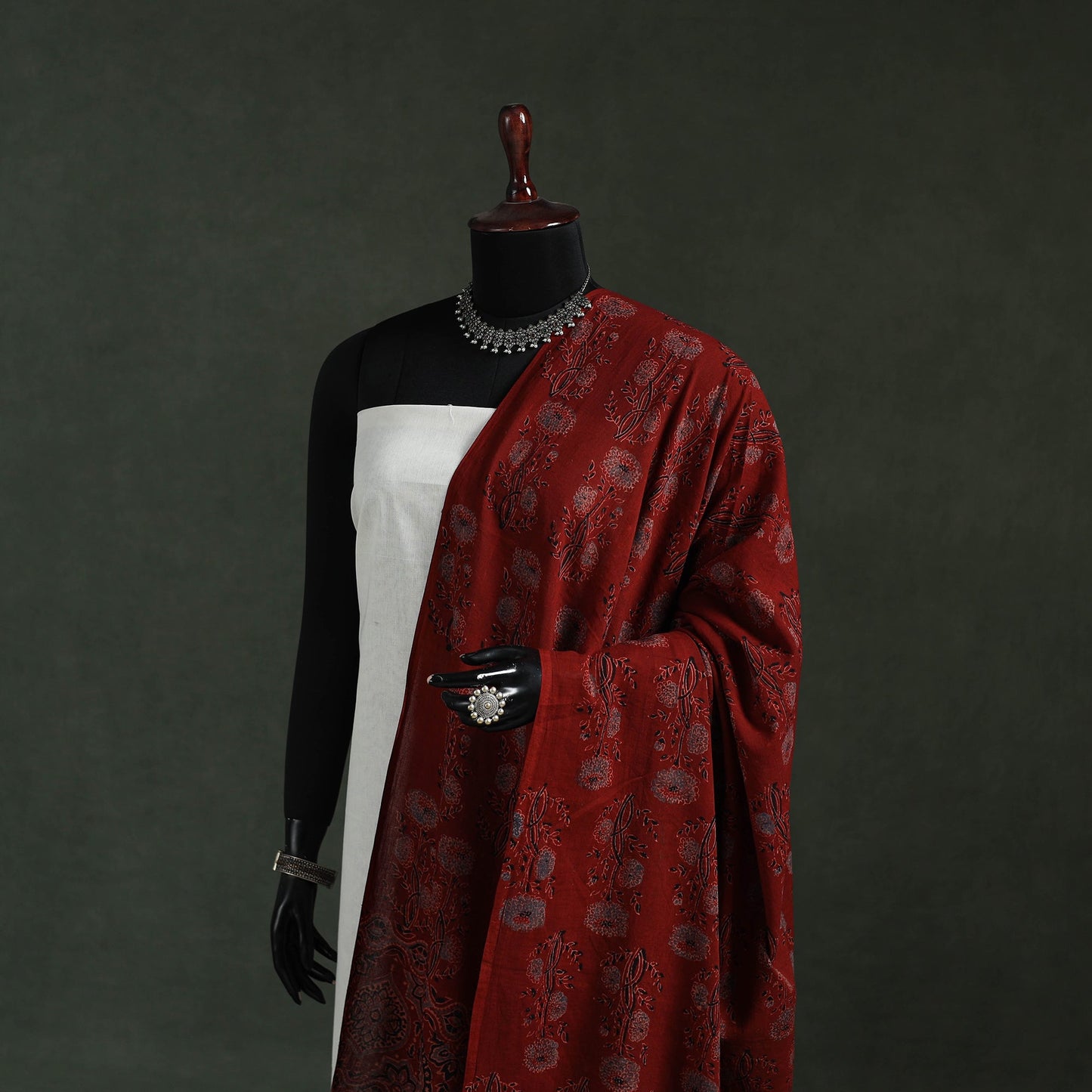 Red - pure mul cotton kutch hand block print natural dyed