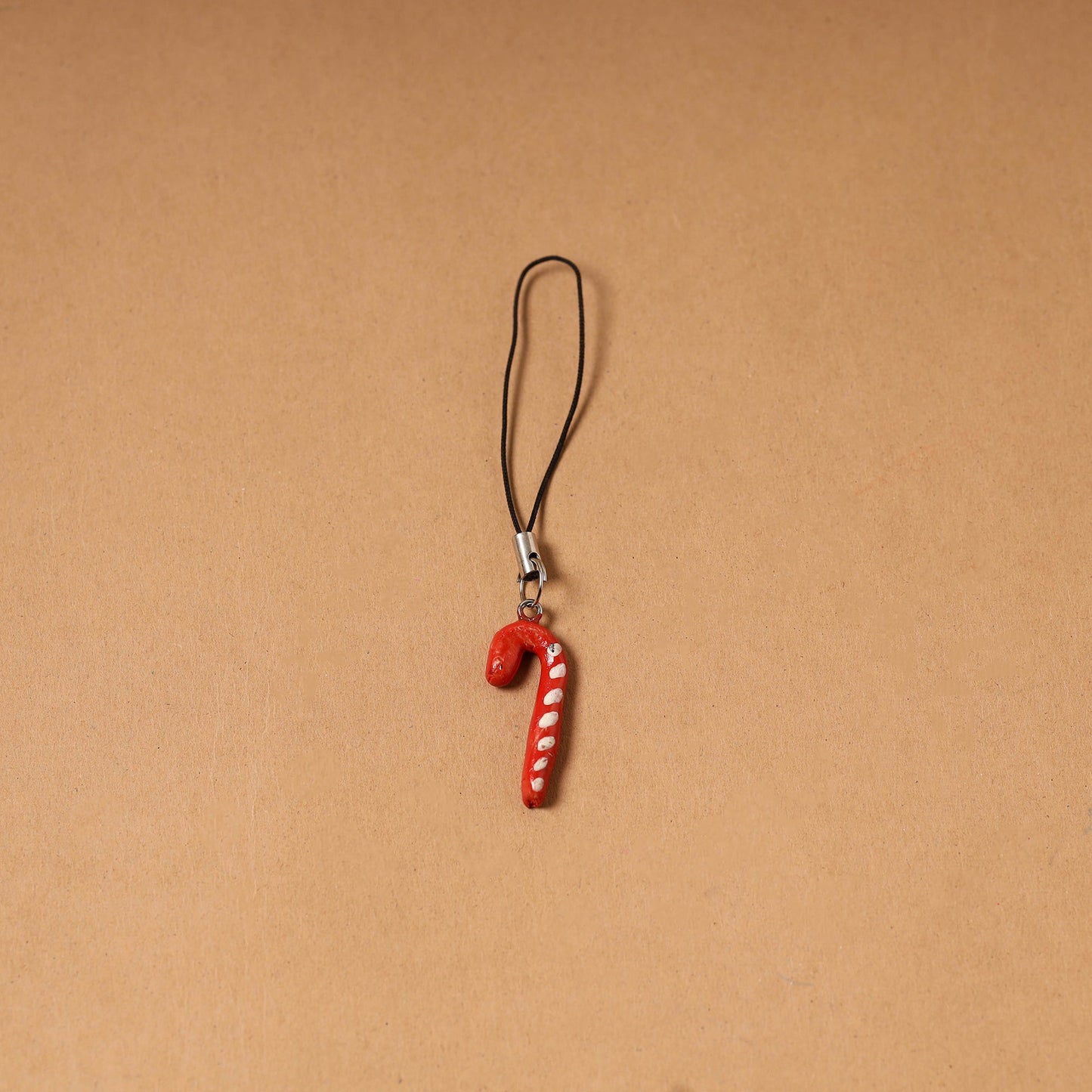 Red - quirklets handpainted clay candy cane bag charm