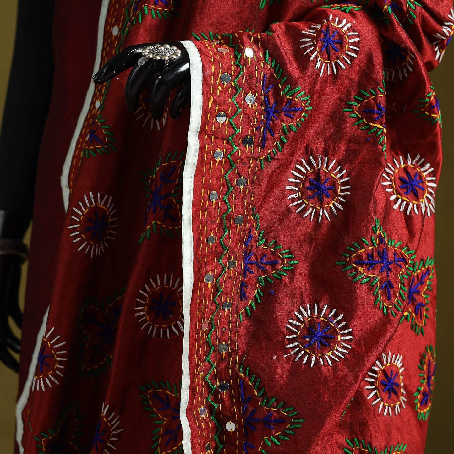 Ranihati chapa work chanderi silk hand embroidery dupatta