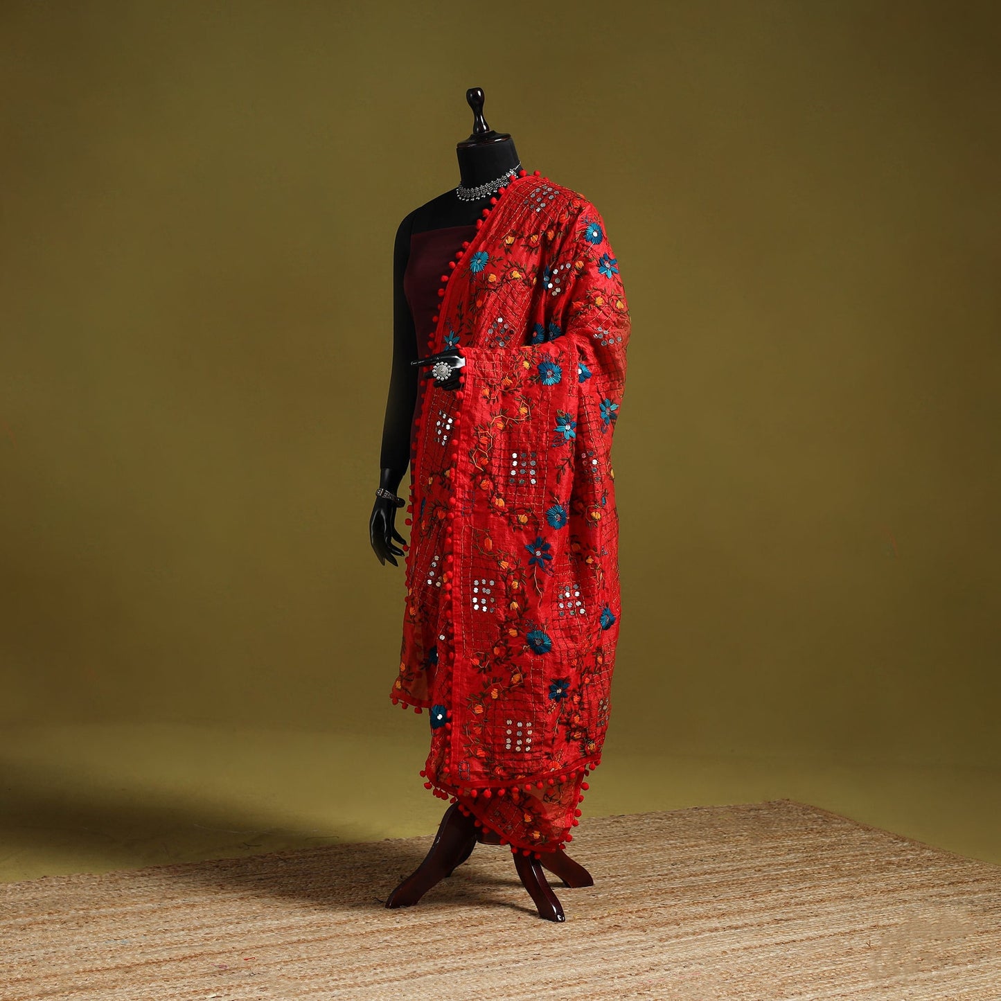 Ranihati chapa work chanderi silk hand embroidery dupatta