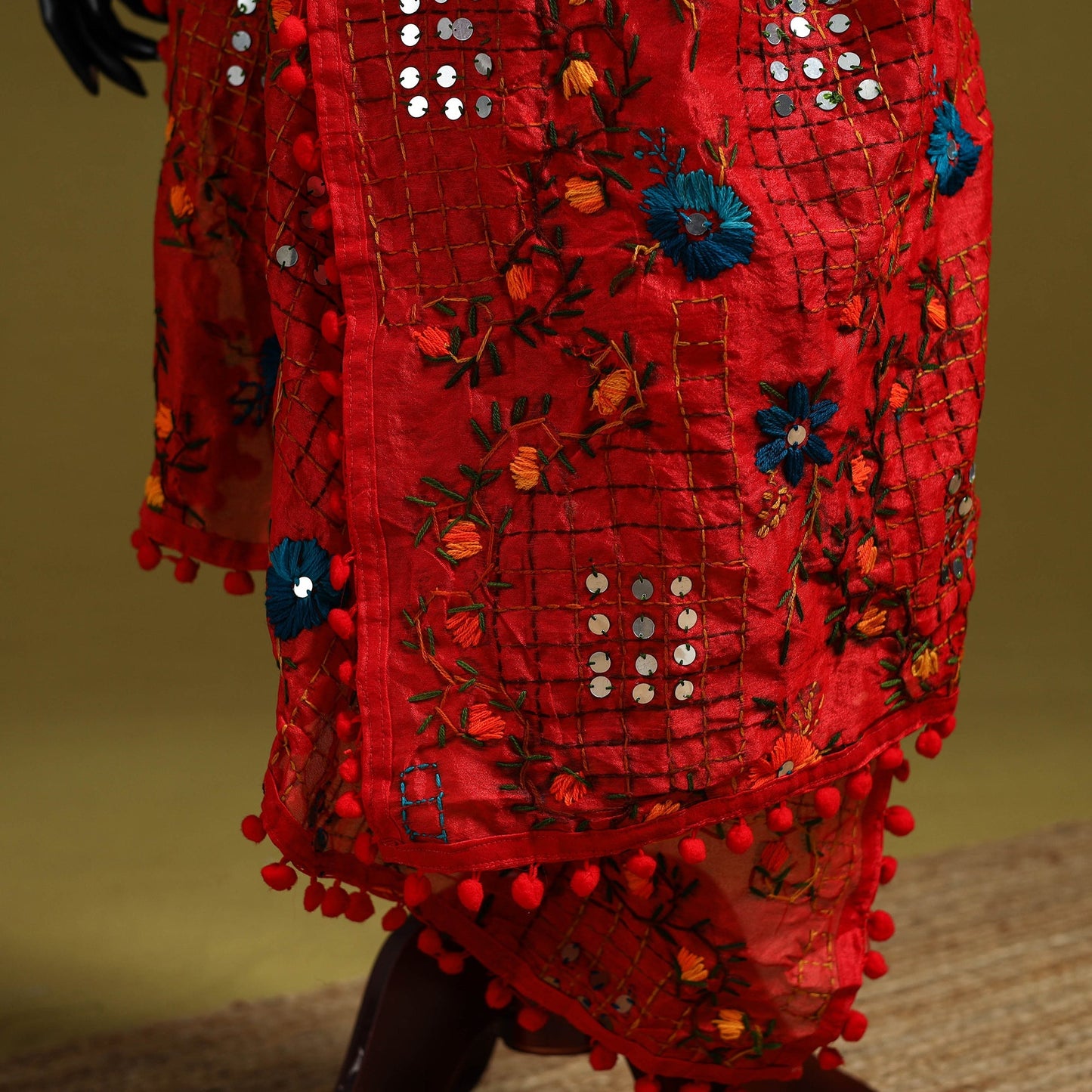 Ranihati chapa work chanderi silk hand embroidery dupatta