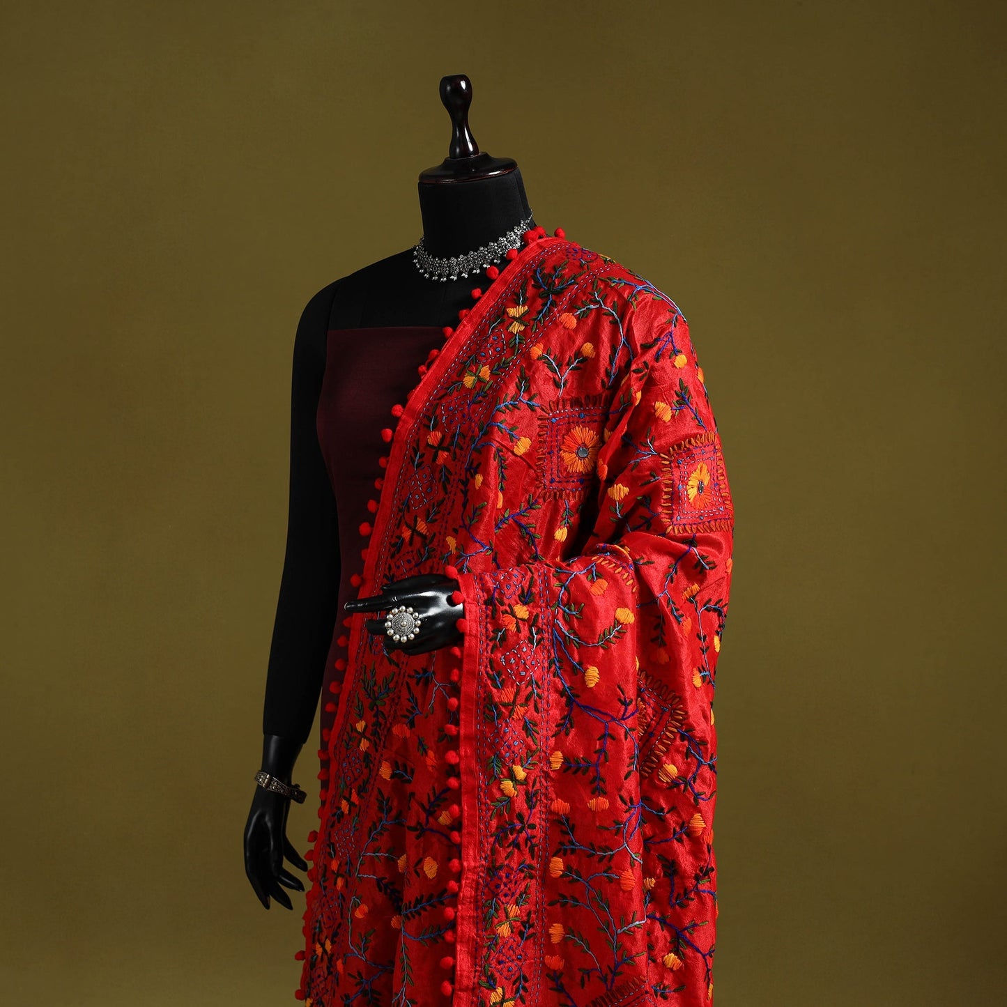 Ranihati chapa work chanderi silk hand embroidery dupatta