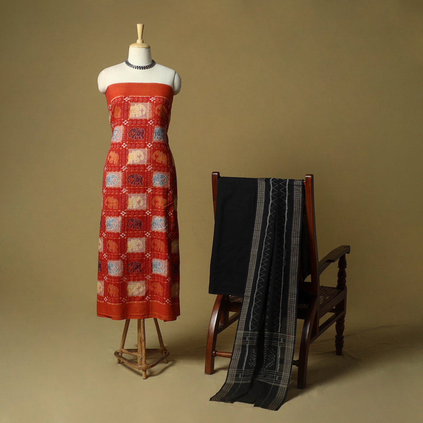 Sambalpuri ikat handloom cotton 3pc unstitched dress