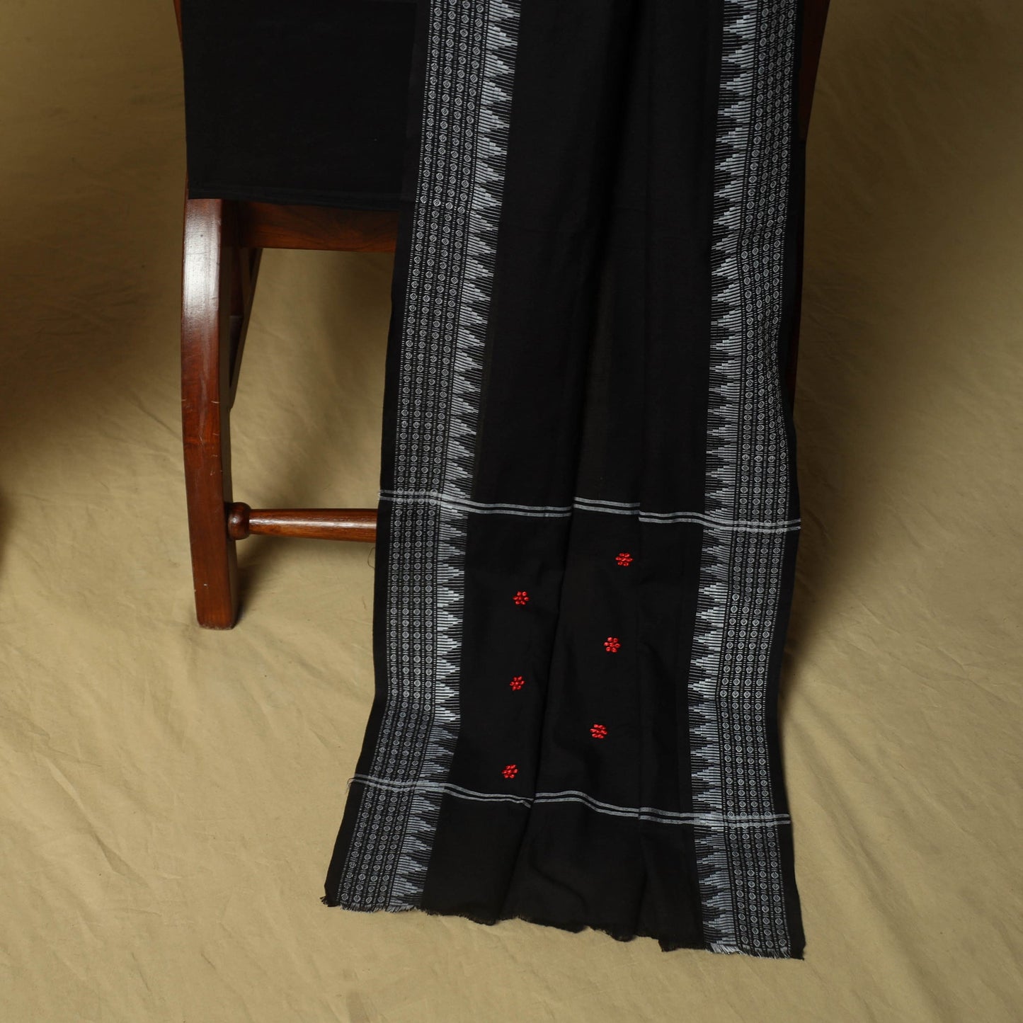 Sambalpuri ikat handloom embroidered cotton 3pc unstitched
