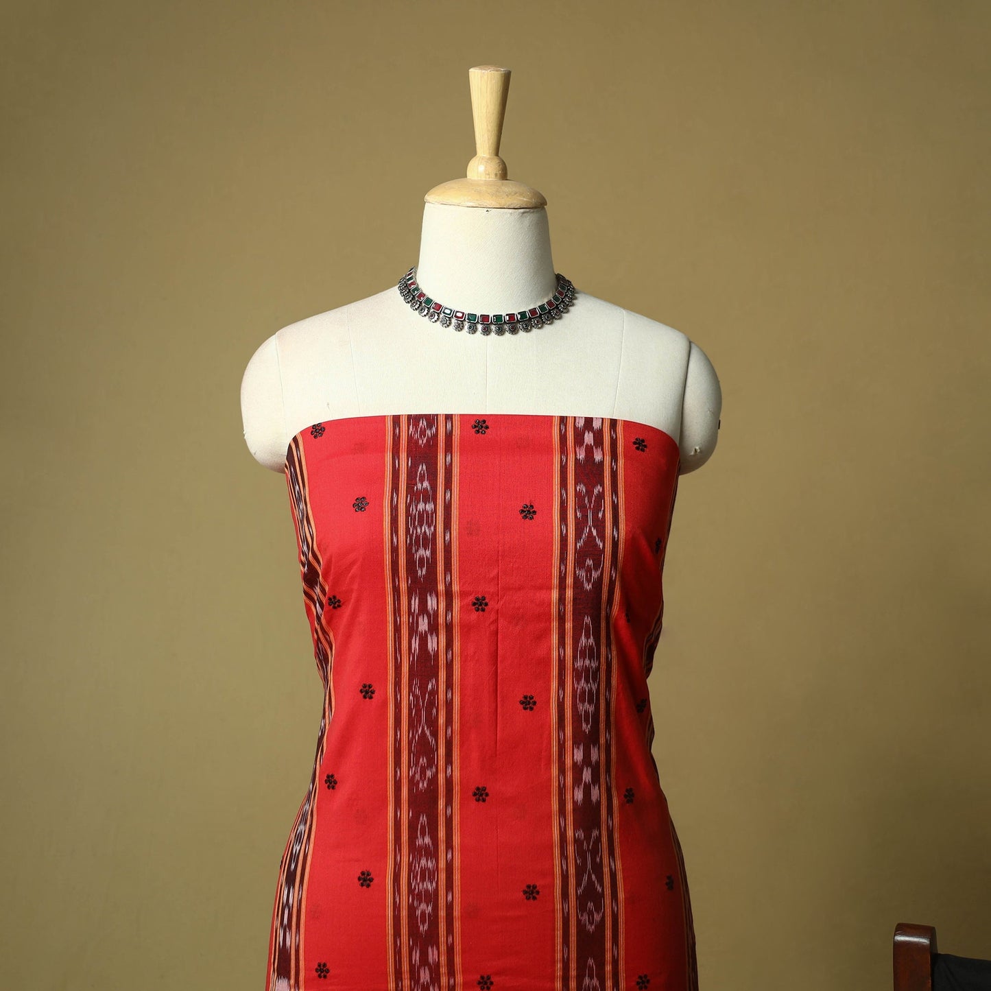 Sambalpuri ikat handloom embroidered cotton 3pc unstitched