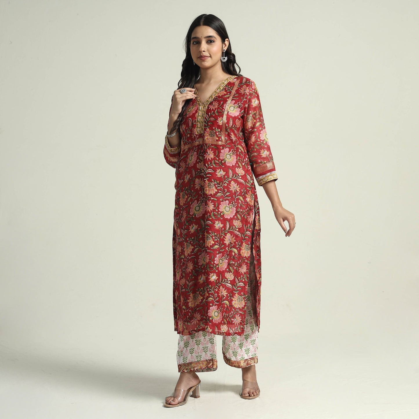 Sanganeri Kurta with Palazzo & Dupatta Set