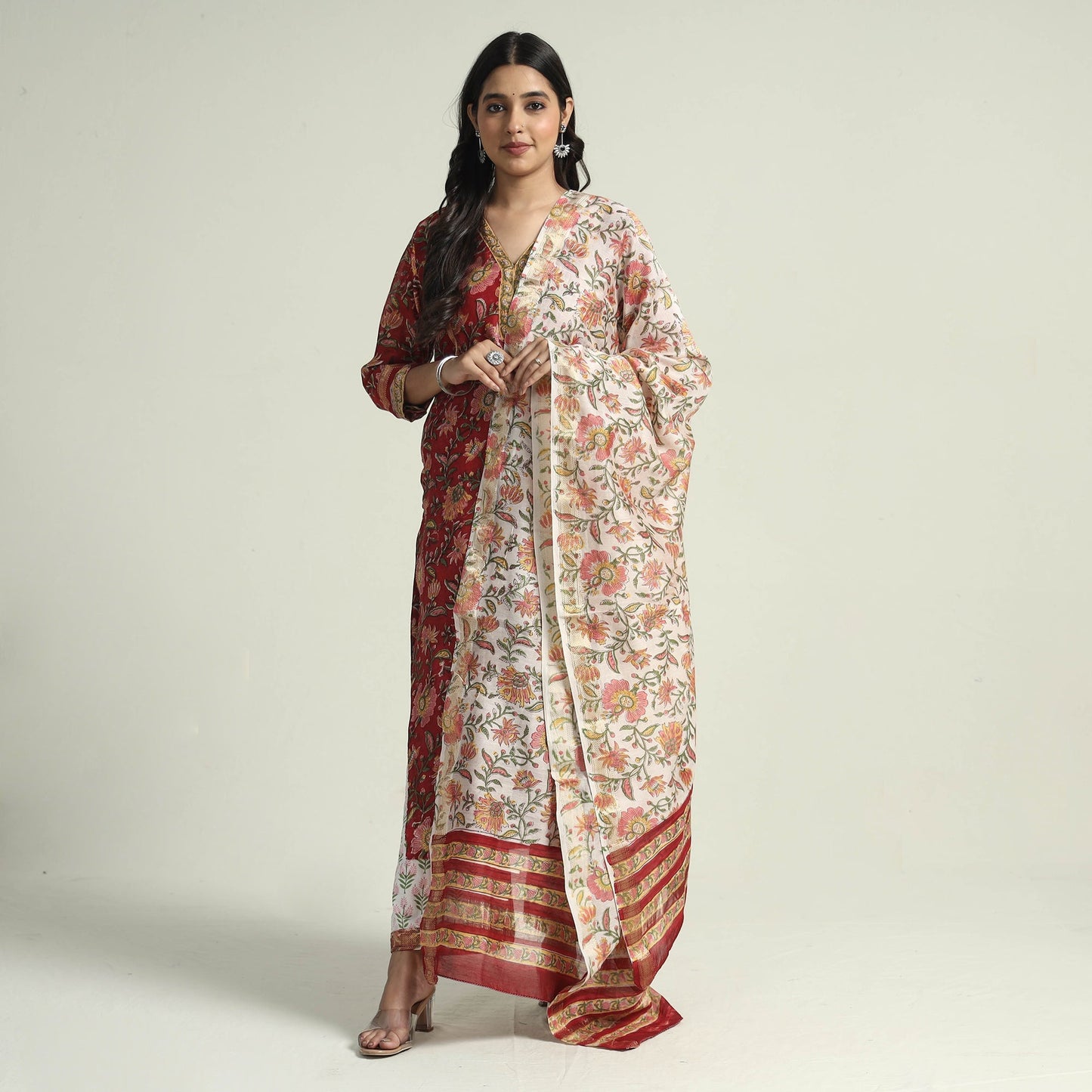 Sanganeri Kurta with Palazzo & Dupatta Set