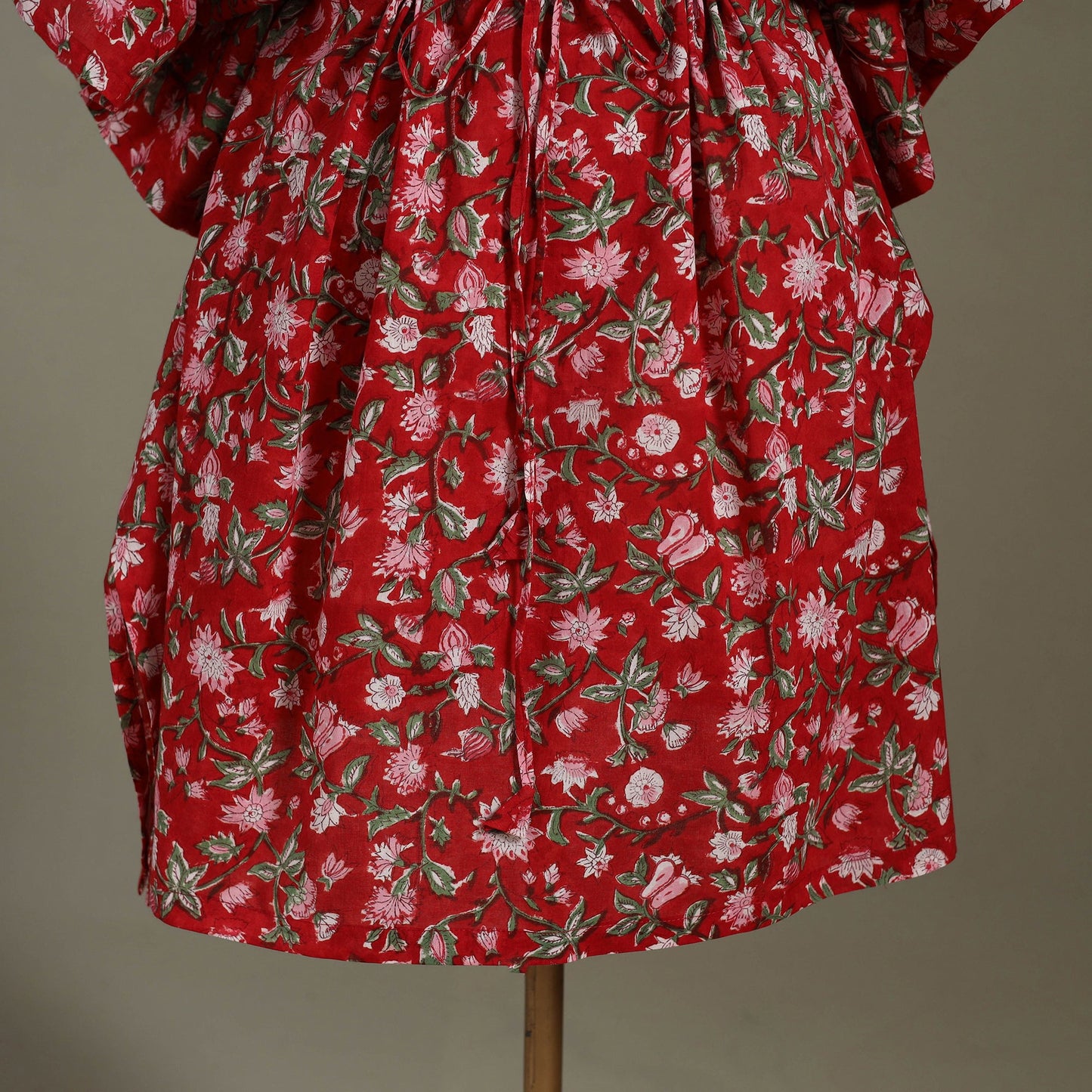 Red Sanganeri Block Print Cotton Kaftan (Medium)
