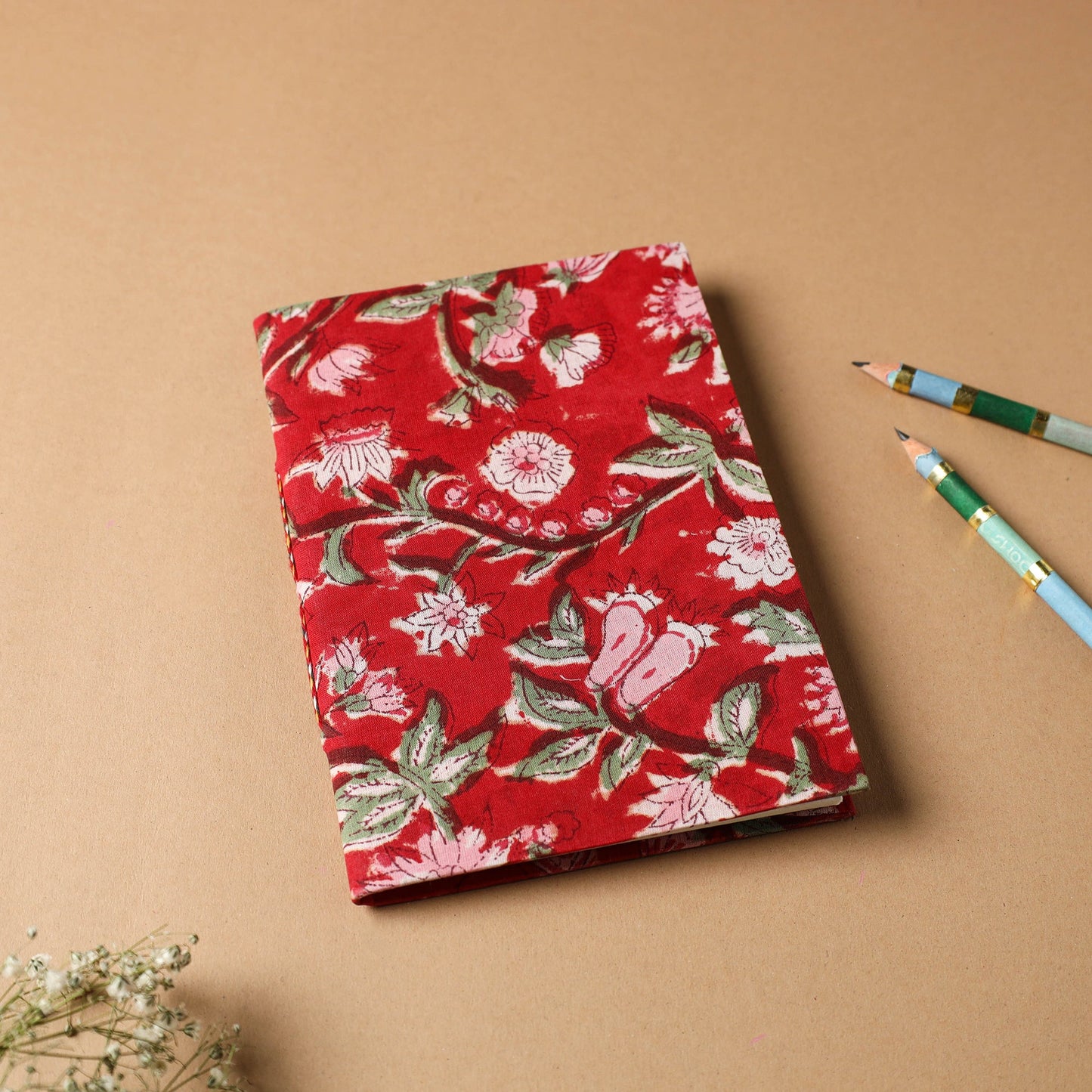 Sanganeri Fabric Cover Handmade Paper Notebook