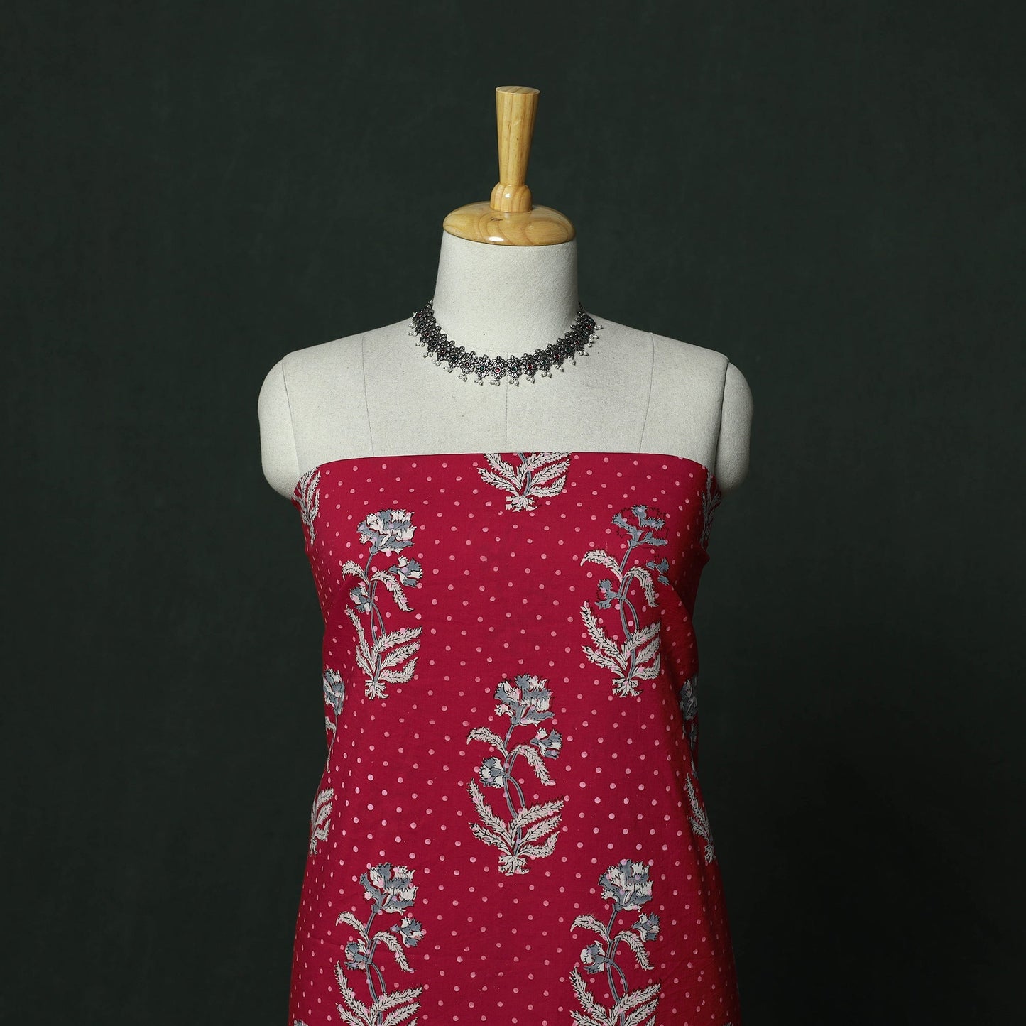 Sanganeri hand block print cotton 2pc unstitched dress