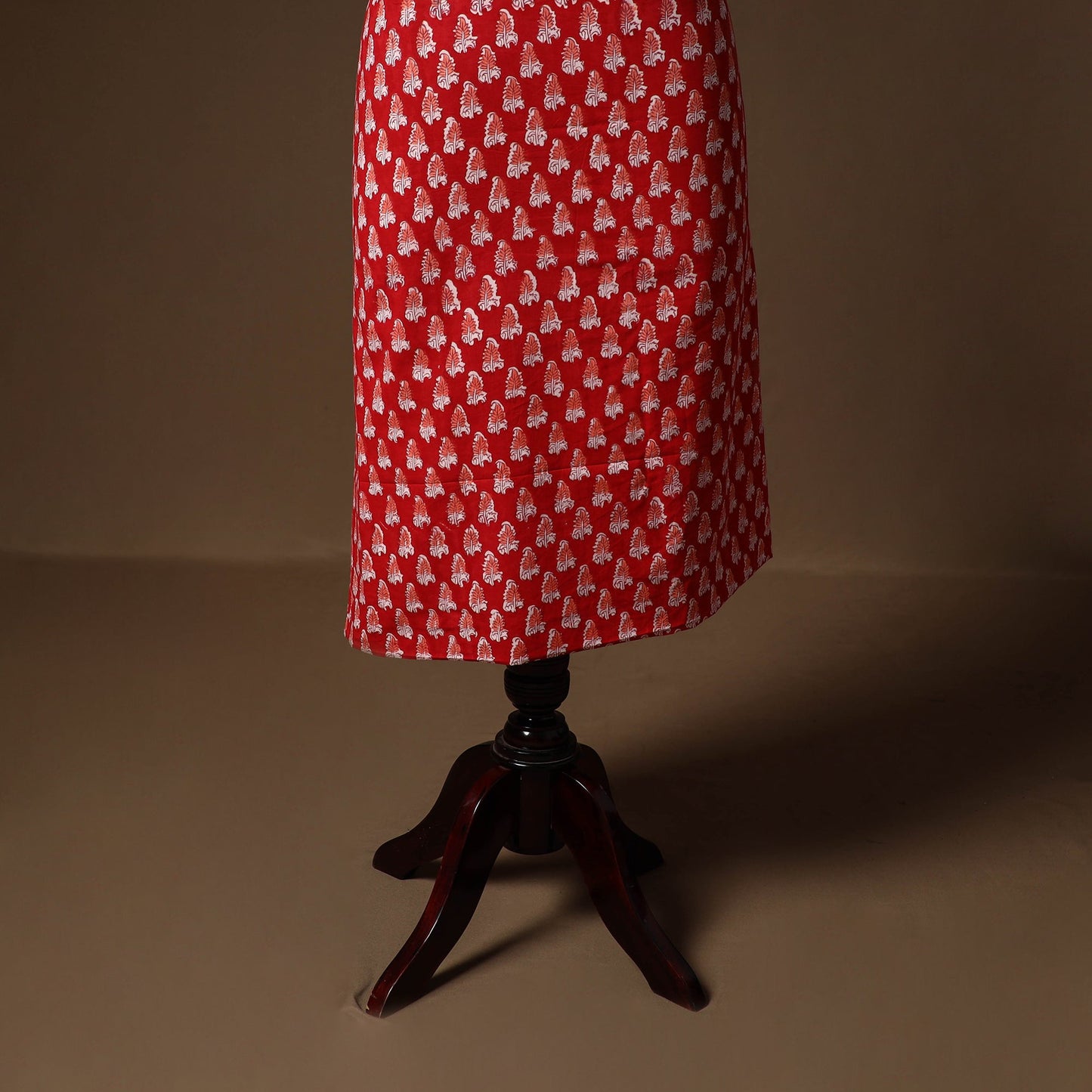Red - sanganeri hand block print cotton 2pc unstitched