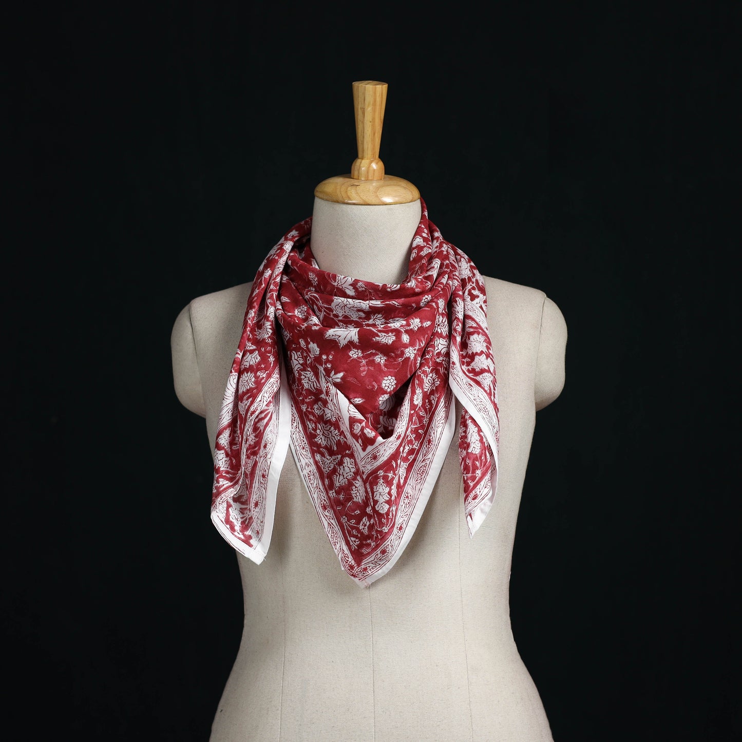 Sanganeri hand block print cotton scarf 11 - handcrafted