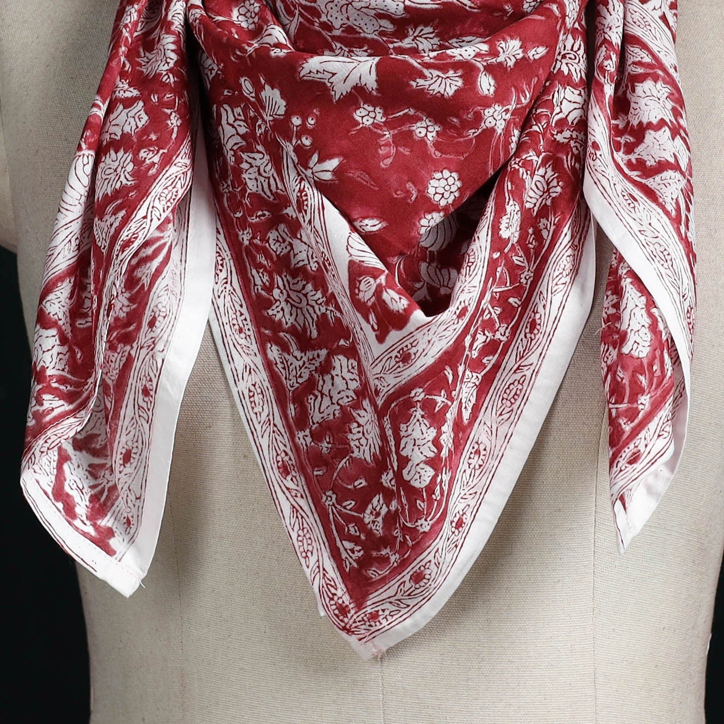 Sanganeri hand block print cotton scarf 11 - handcrafted