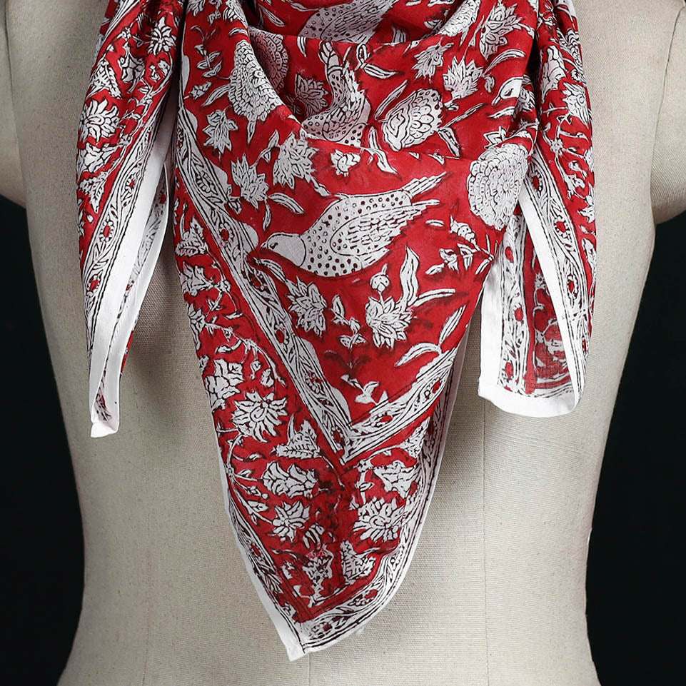 Sanganeri hand block print cotton scarf 13 - handcrafted