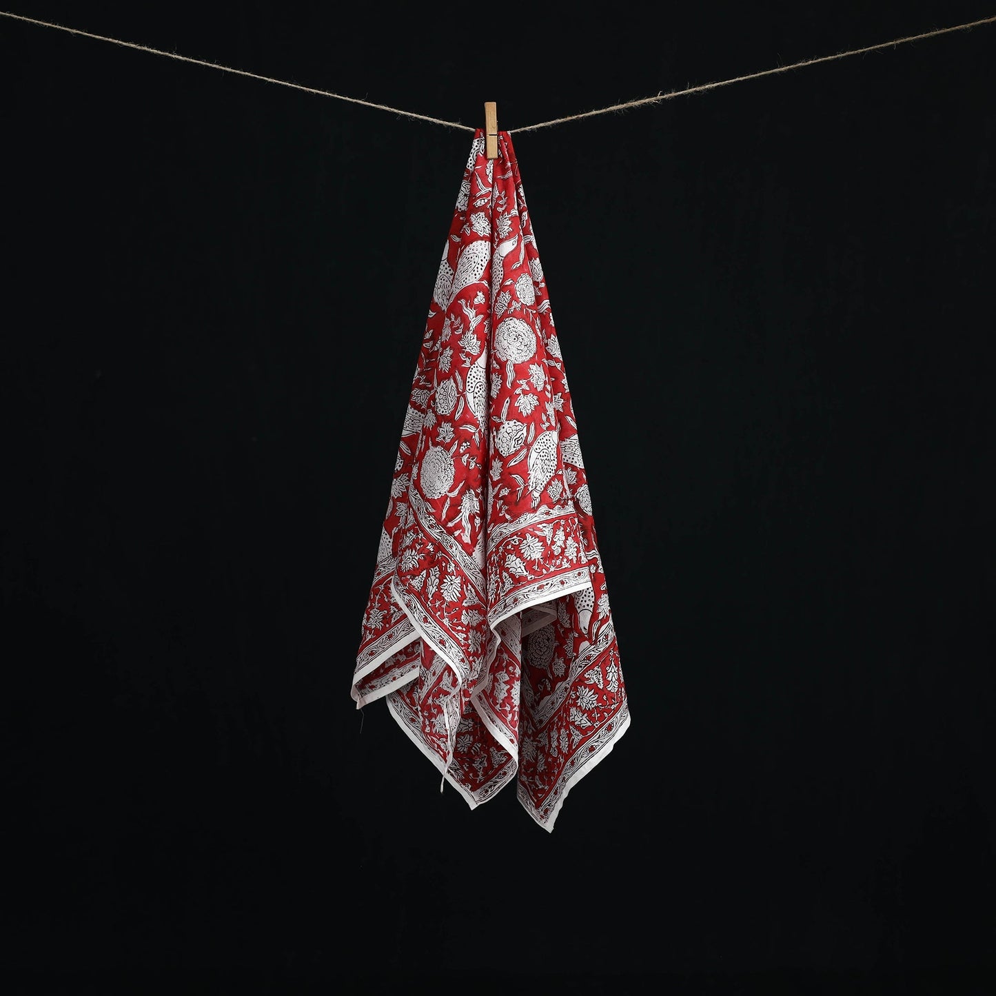 Sanganeri hand block print cotton scarf 13 - handcrafted