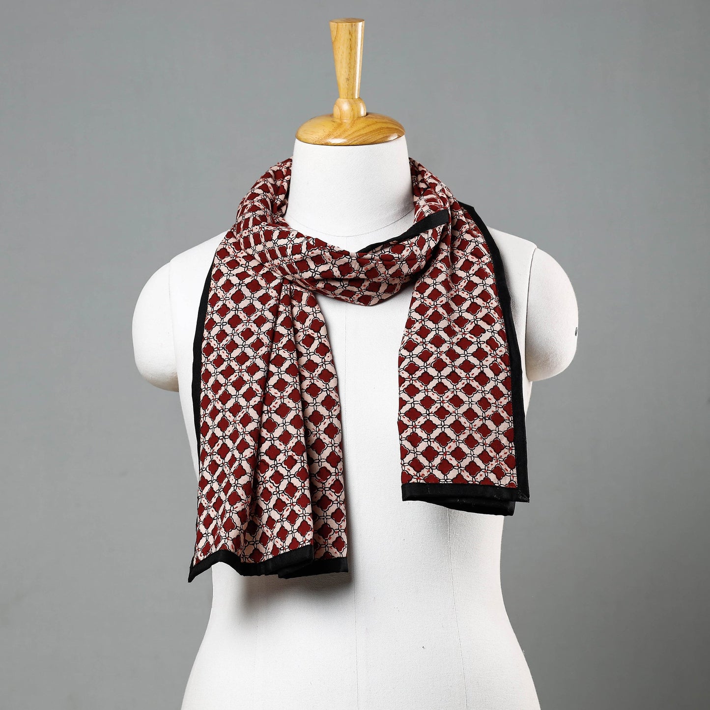 Red - Sanganeri Block Printed Tagai Work Cotton Stole