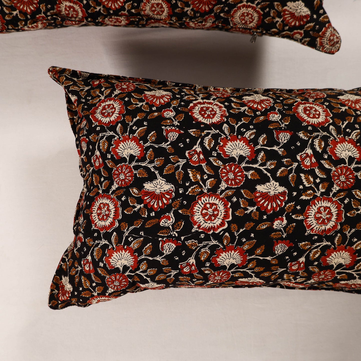 Red - set of 2 bagru cotton pillow covers 21 - handcrafted