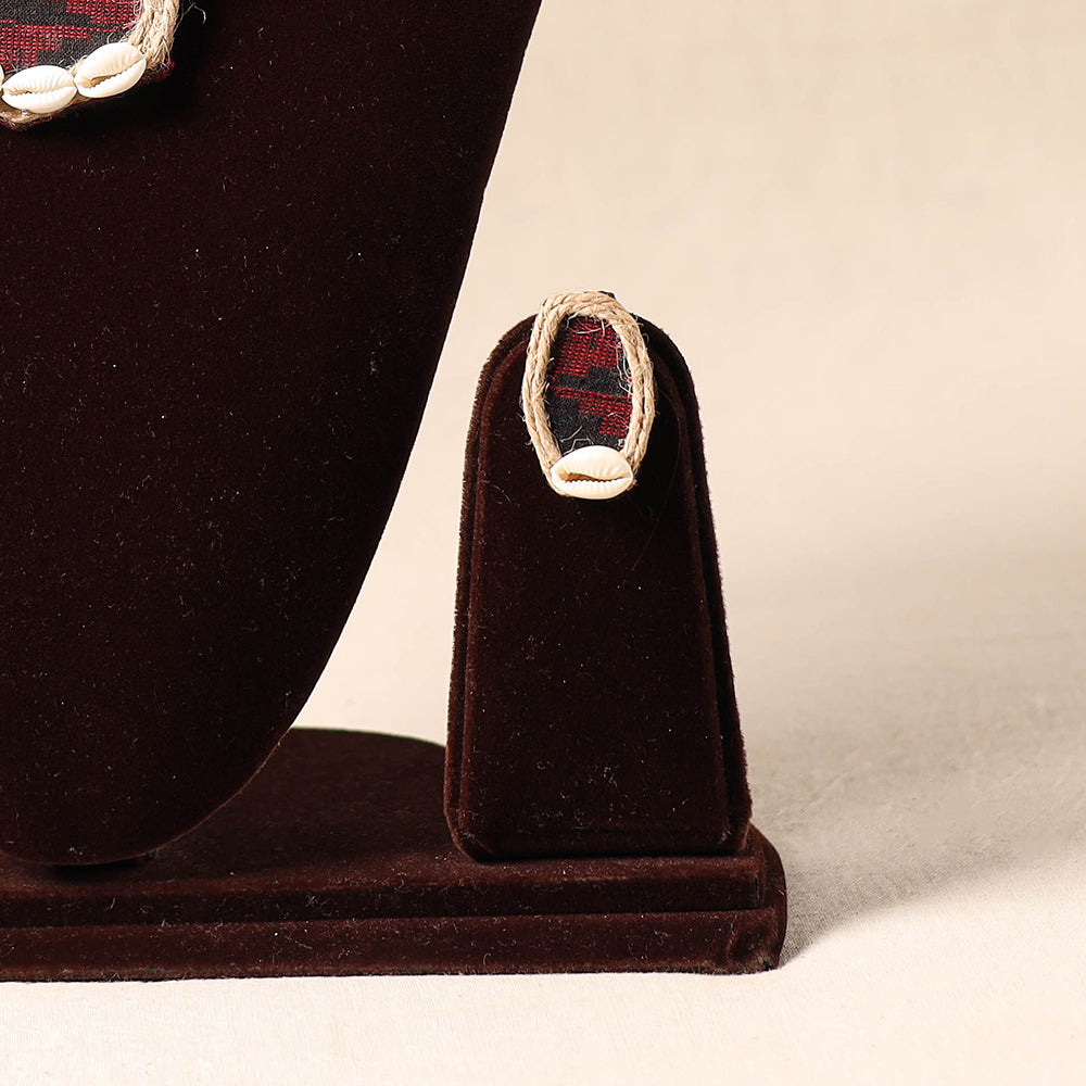 Red Shell Work Fabart Jute Necklace Set