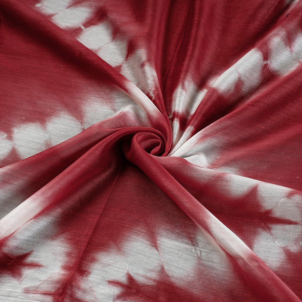 Red Shibori Tie-Dye Chanderi Silk Handloom Precut Fabric