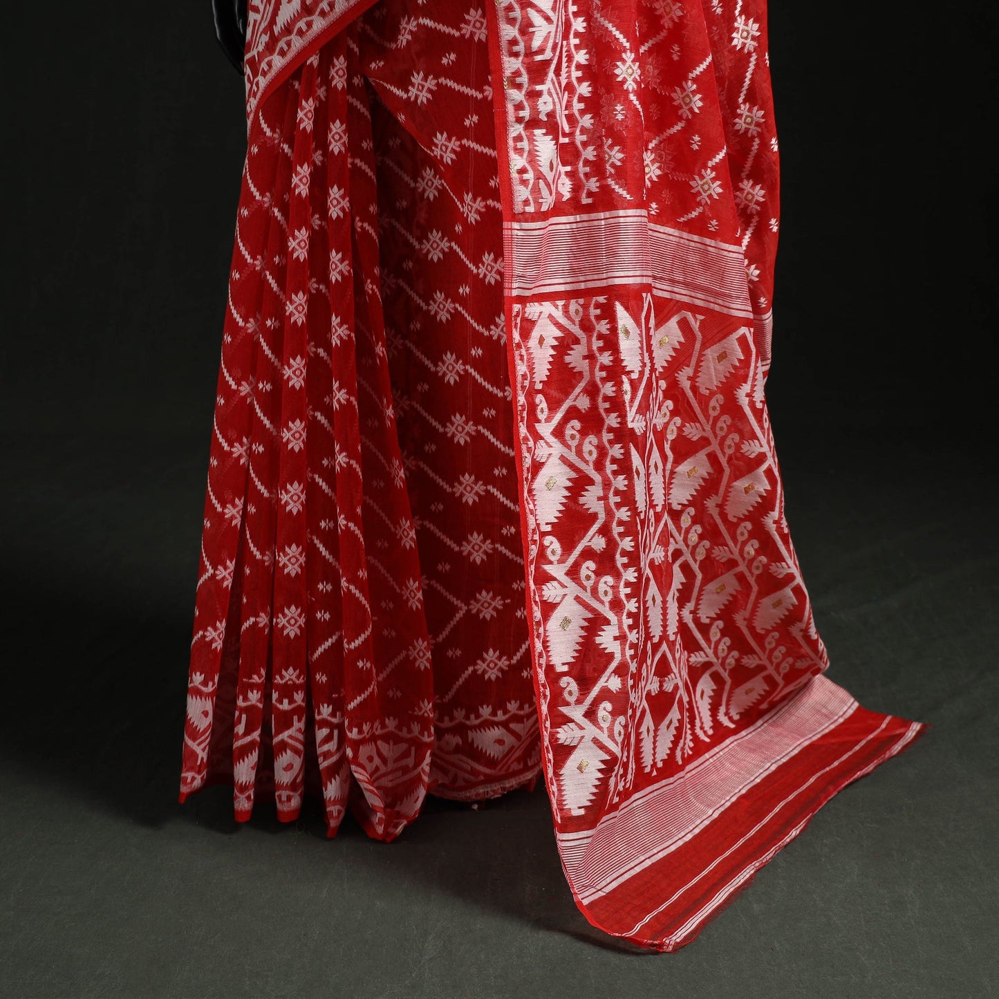 Silk cotton dhakai jamdani saree 05 - handcrafted